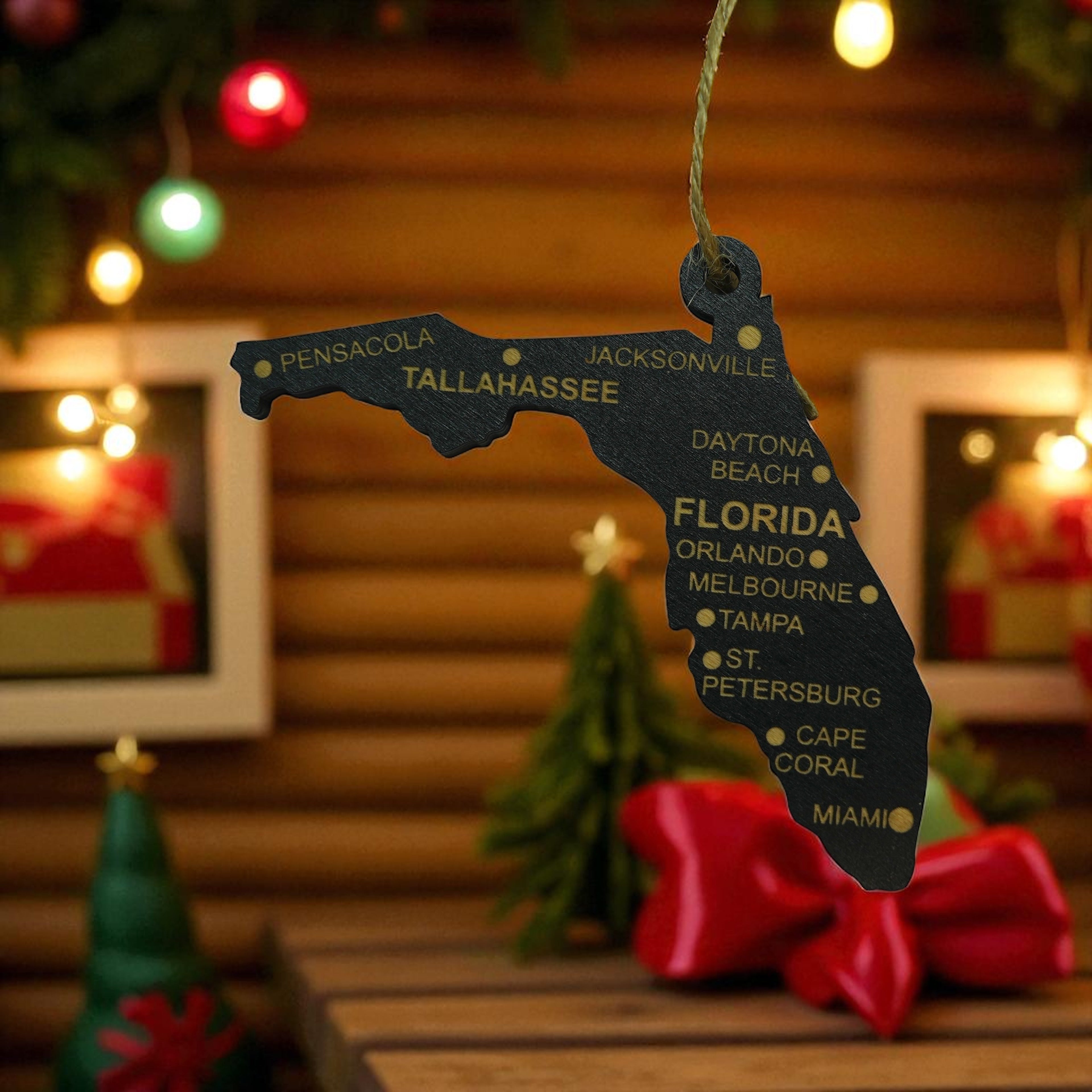 Ornament - CUSTOM - Florida State with Cities