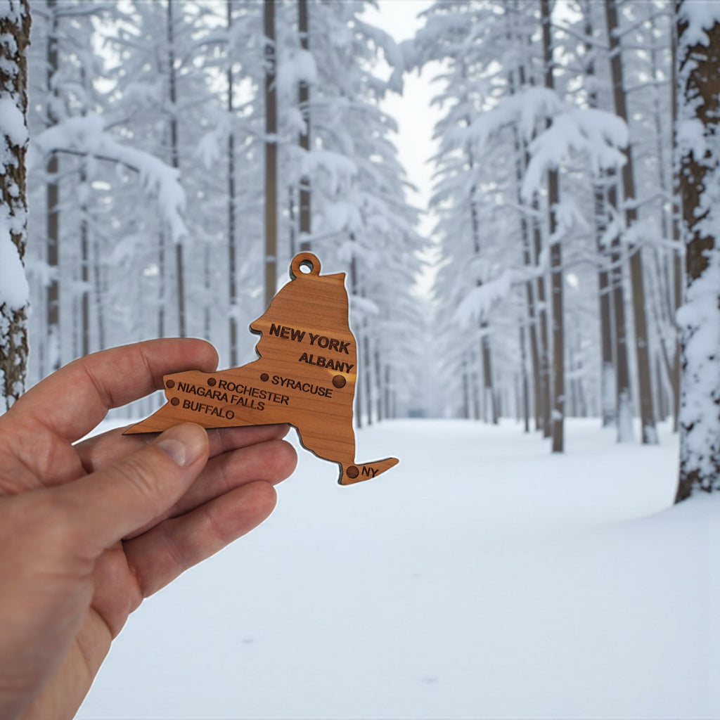 Ornament - CUSTOM - New York State with Cities