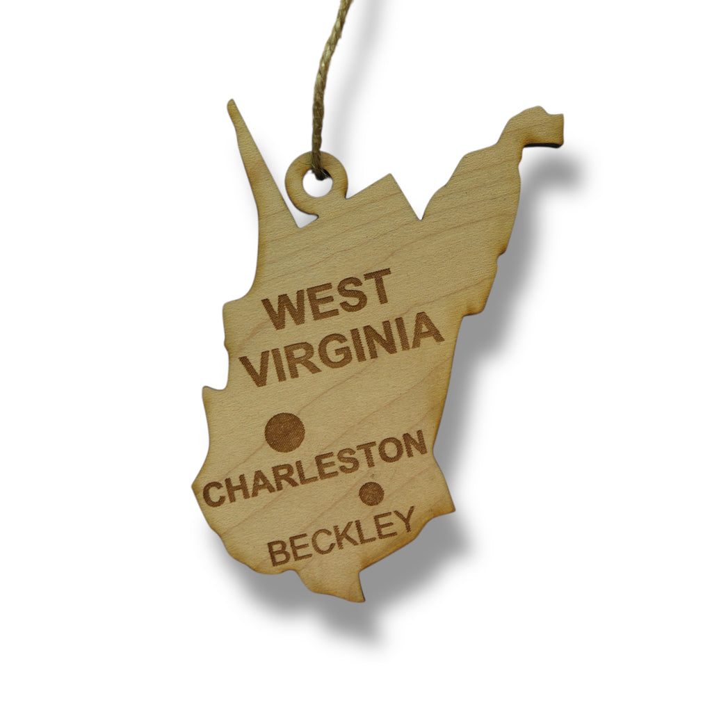 Ornament - CUSTOM - West Virginia State with Cities