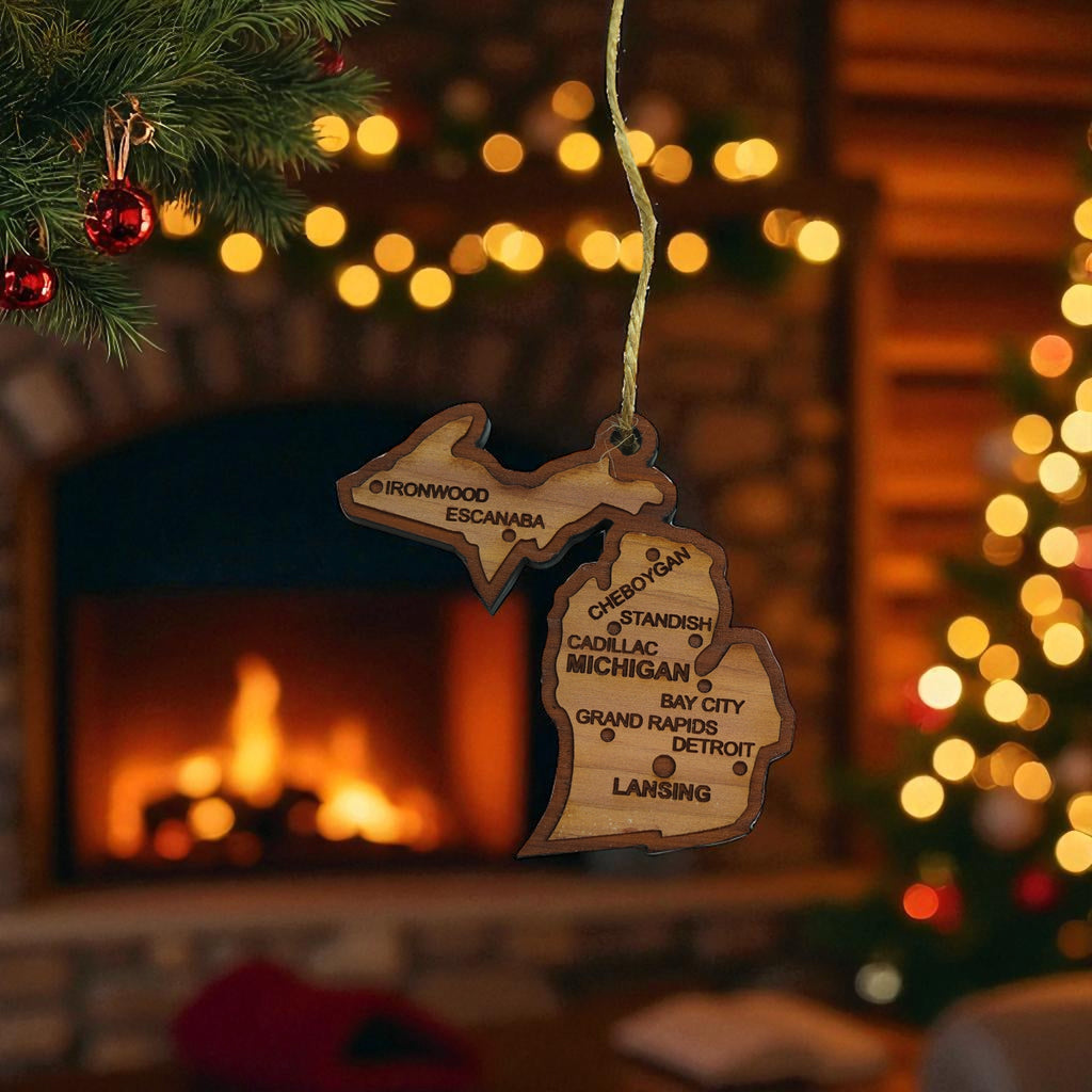 Ornament - CUSTOM - Michigan State with Cities
