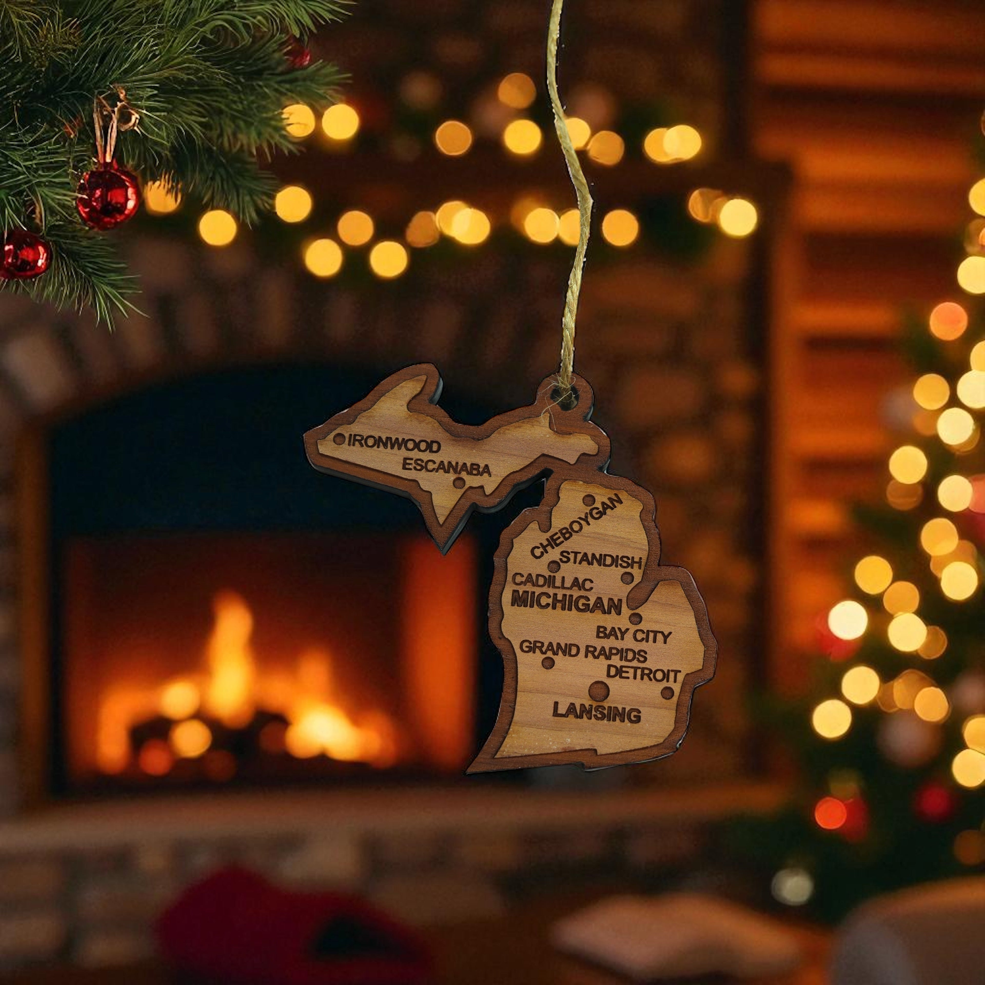 Ornament - CUSTOM - Michigan State with Cities
