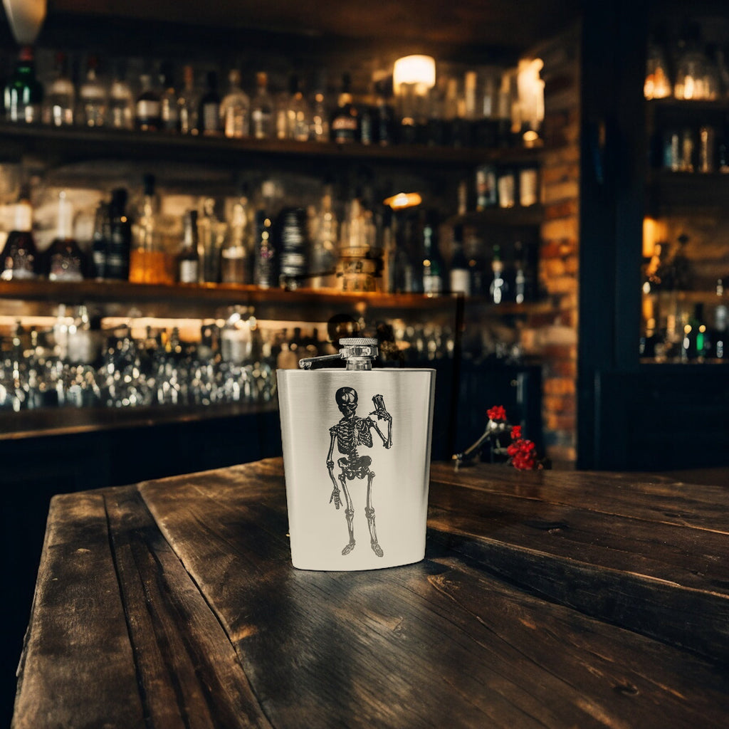 8oz Skeleton time is running out Stainless Steel Flask