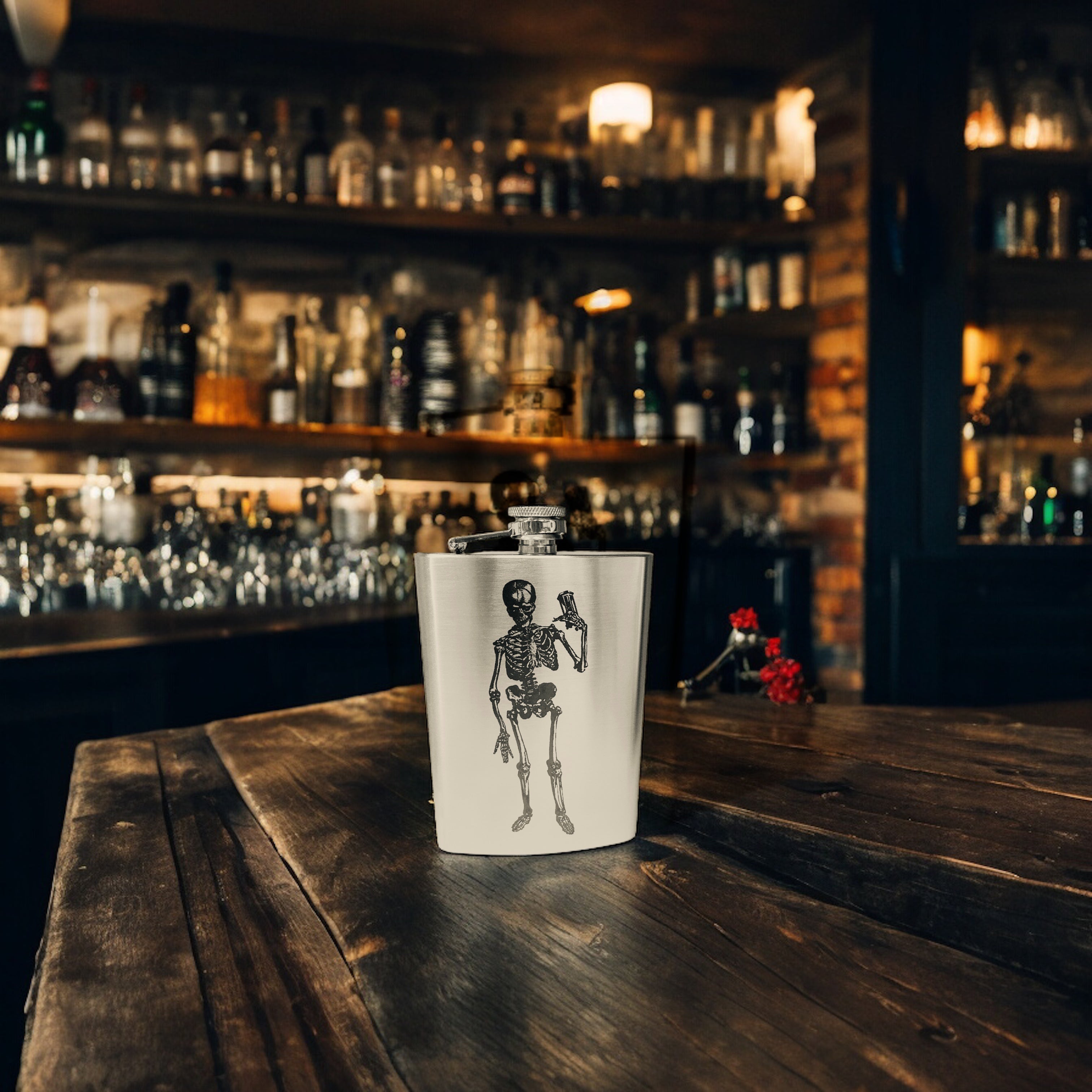 8oz Skeleton time is running out Stainless Steel Flask