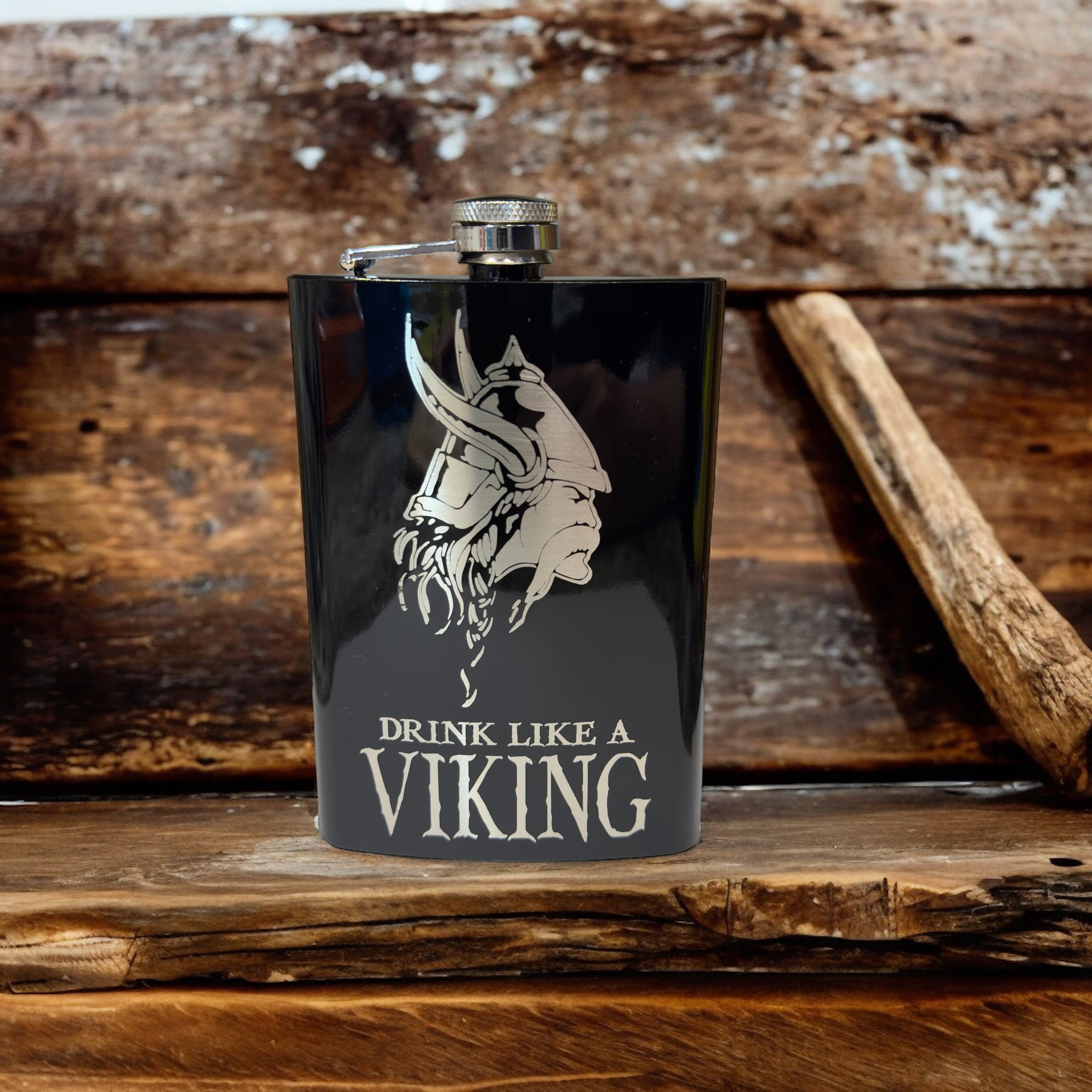8oz Drink Like a Viking Black Flask