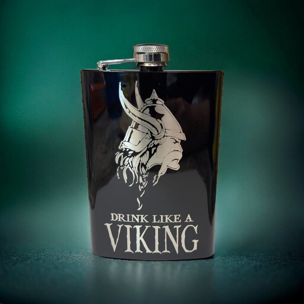 8oz Drink Like a Viking Black Flask