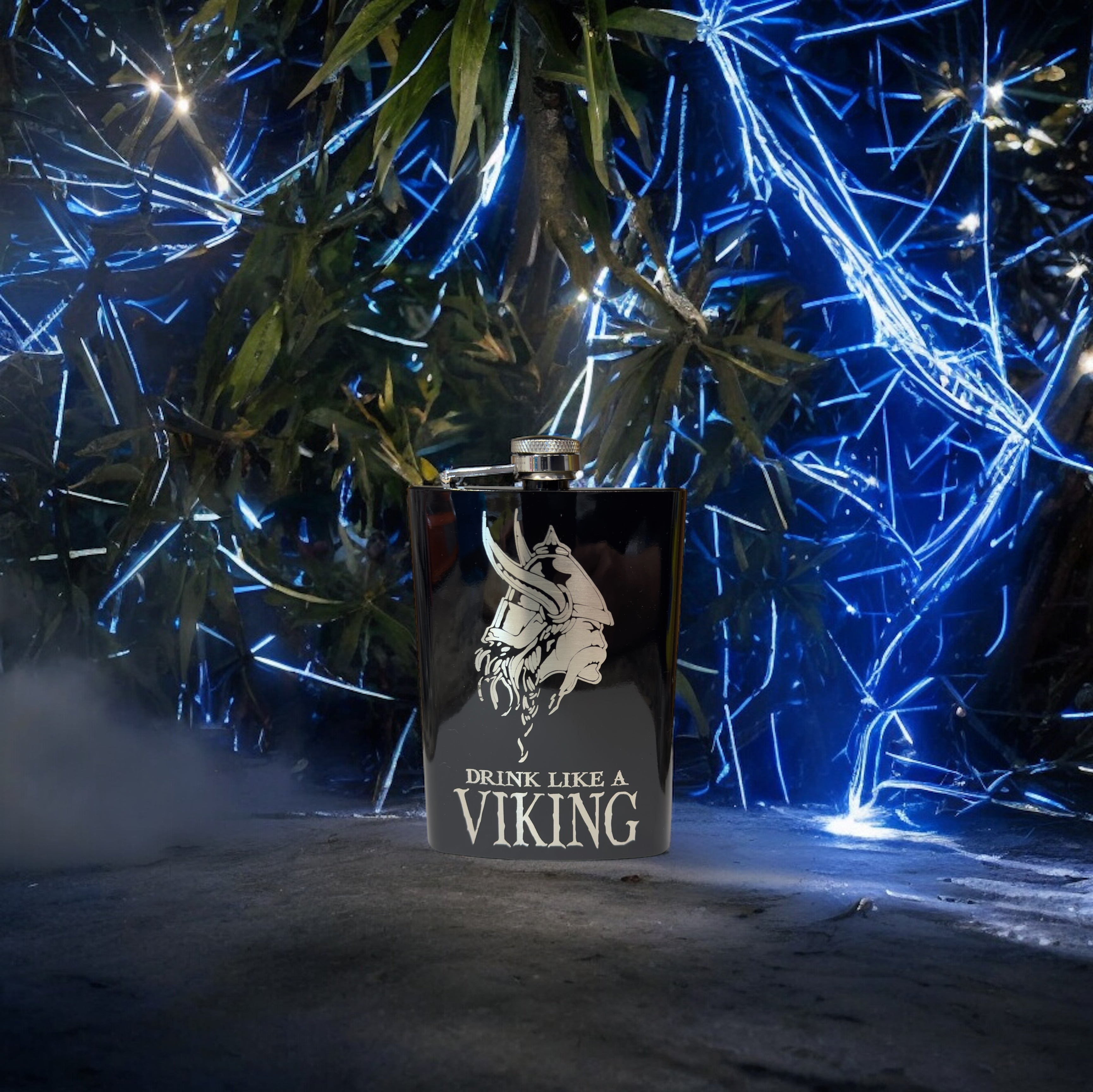 8oz Drink Like a Viking Black Flask