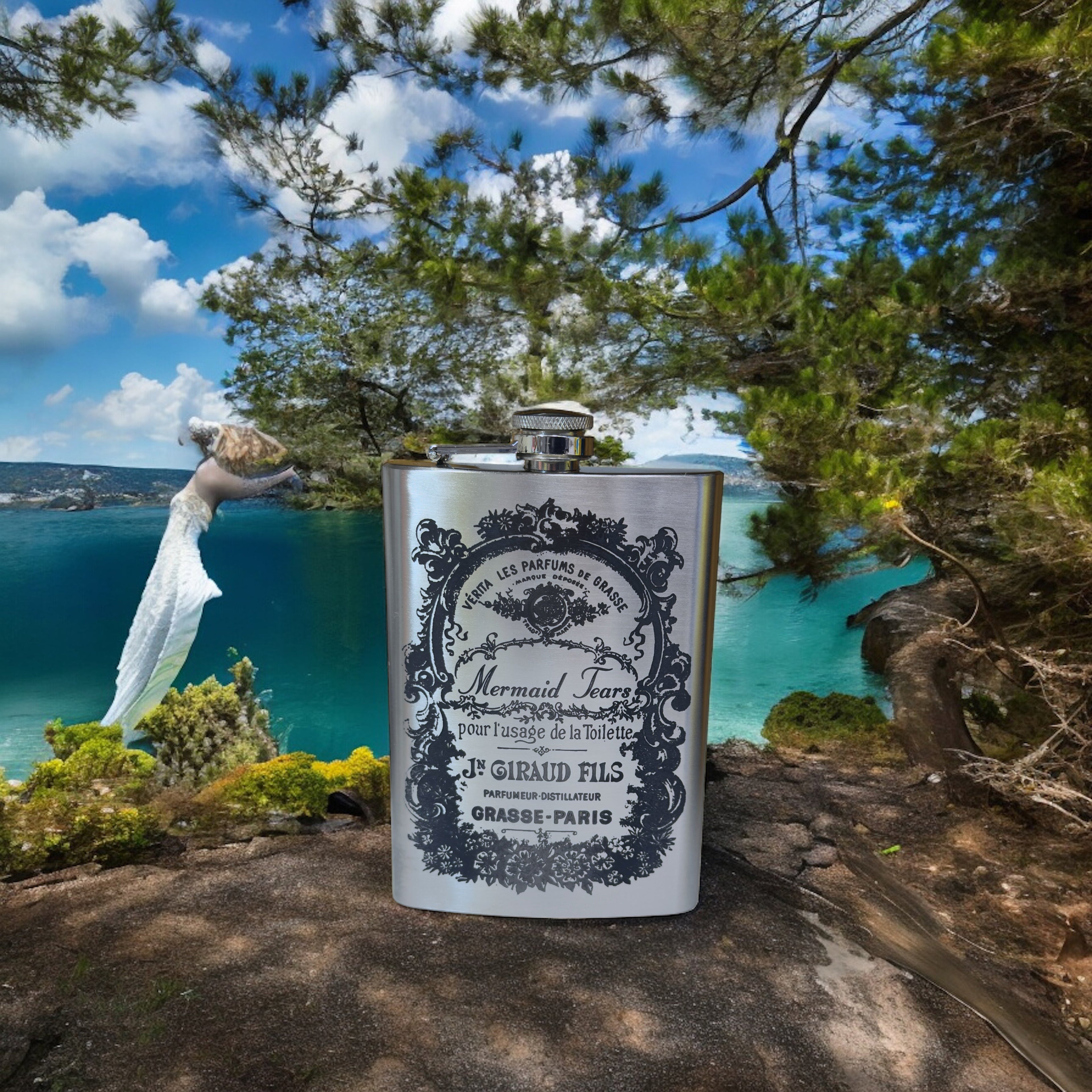 8oz Mermaid Tears Stainless Steel Flask