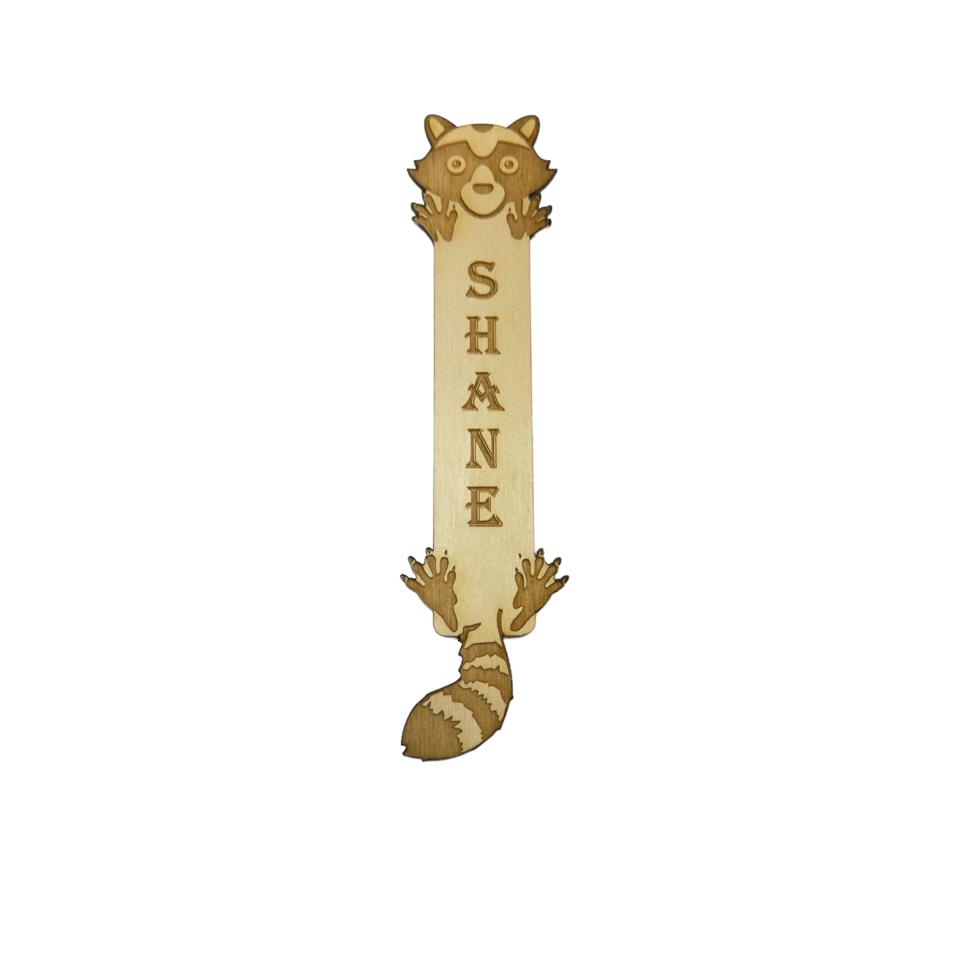 Bookmark - CUSTOMIZABLE - Raccoon - Birch Wood