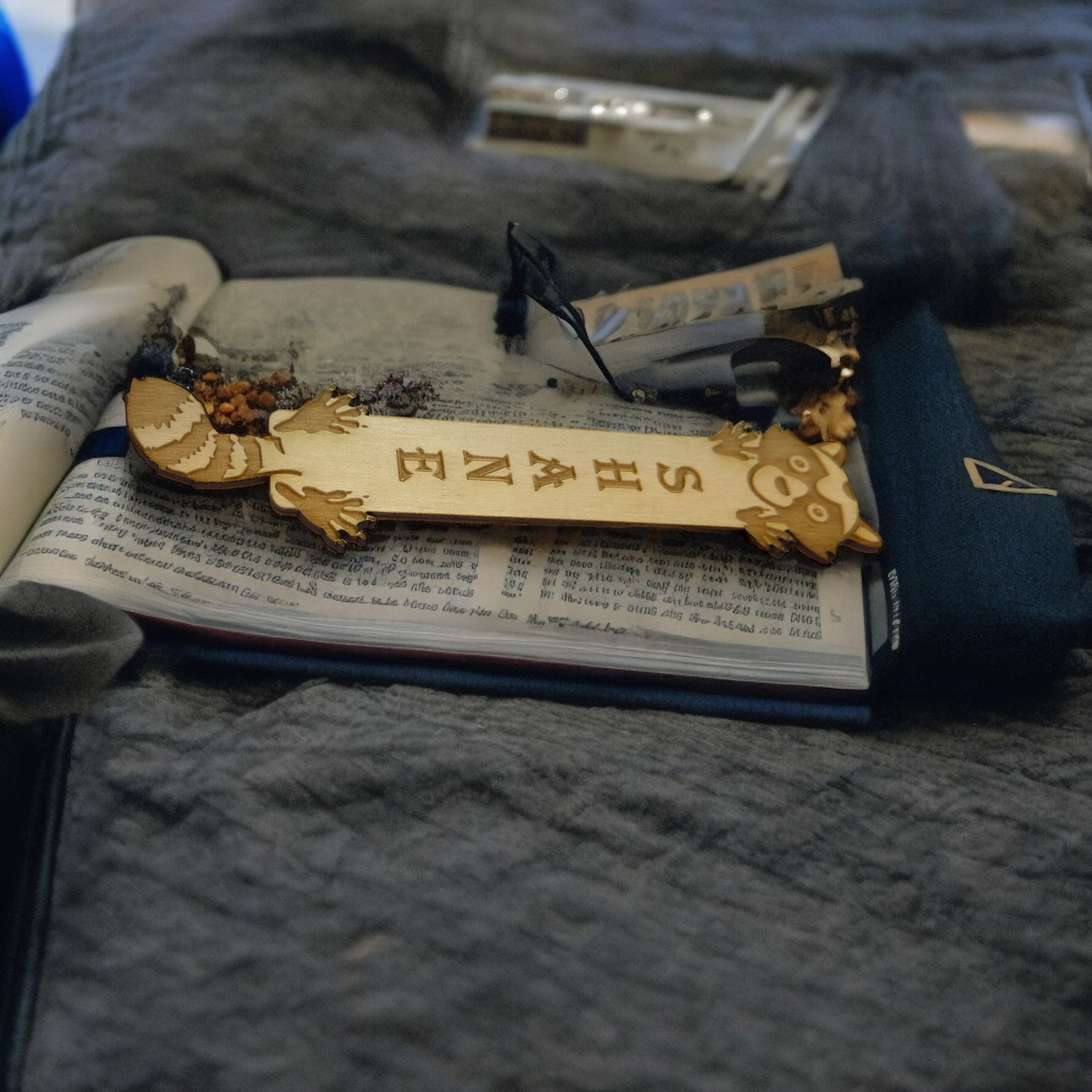 Bookmark - CUSTOMIZABLE - Raccoon - Birch Wood