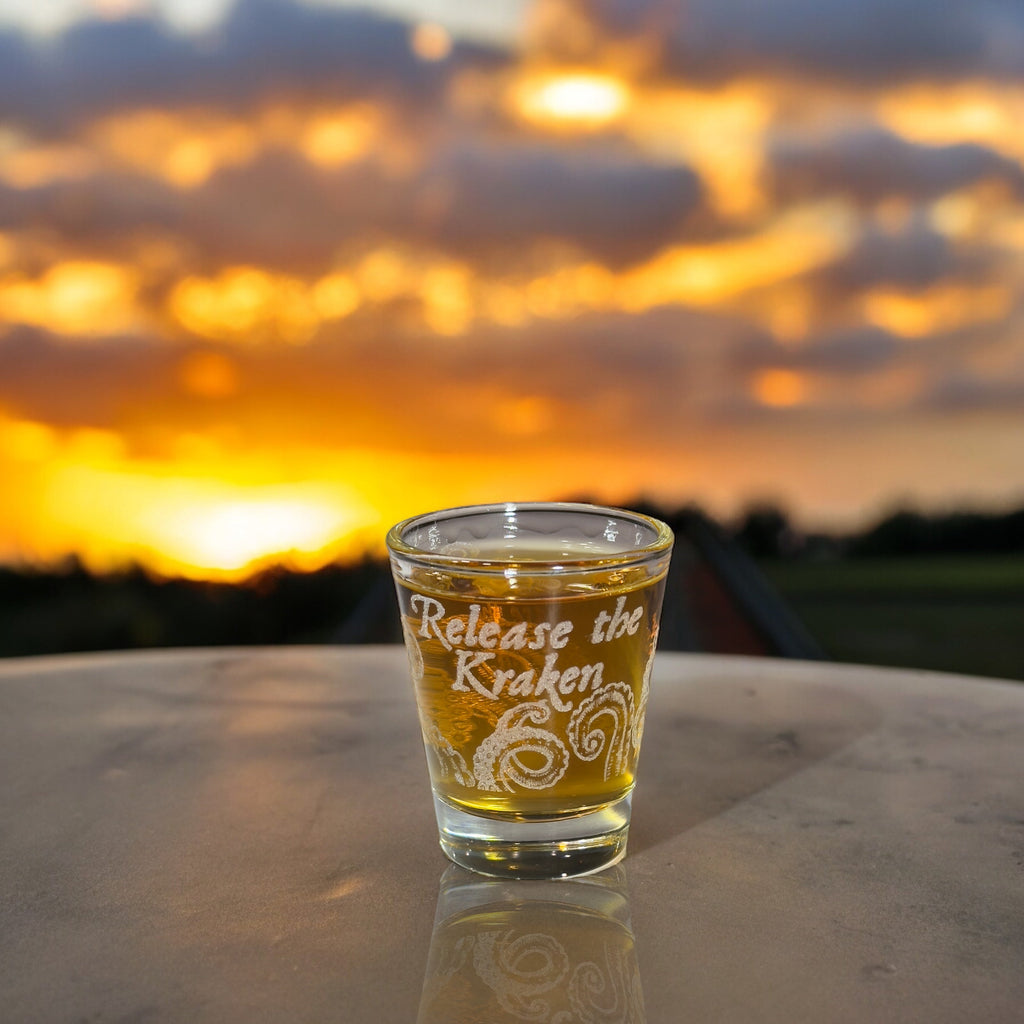 2oz Release the Kraken Shotglass LASER