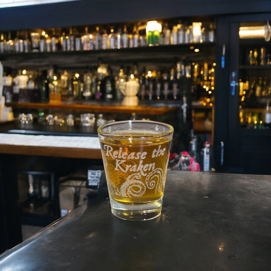 2oz Release the Kraken Shotglass LASER