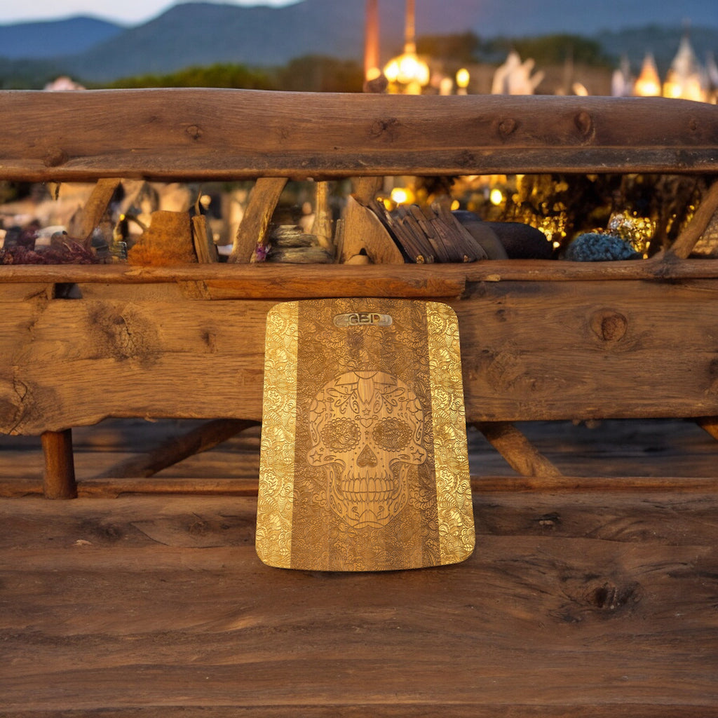 Sugar Skull Cutting Board 14''x9.5''x.5'' Bamboo