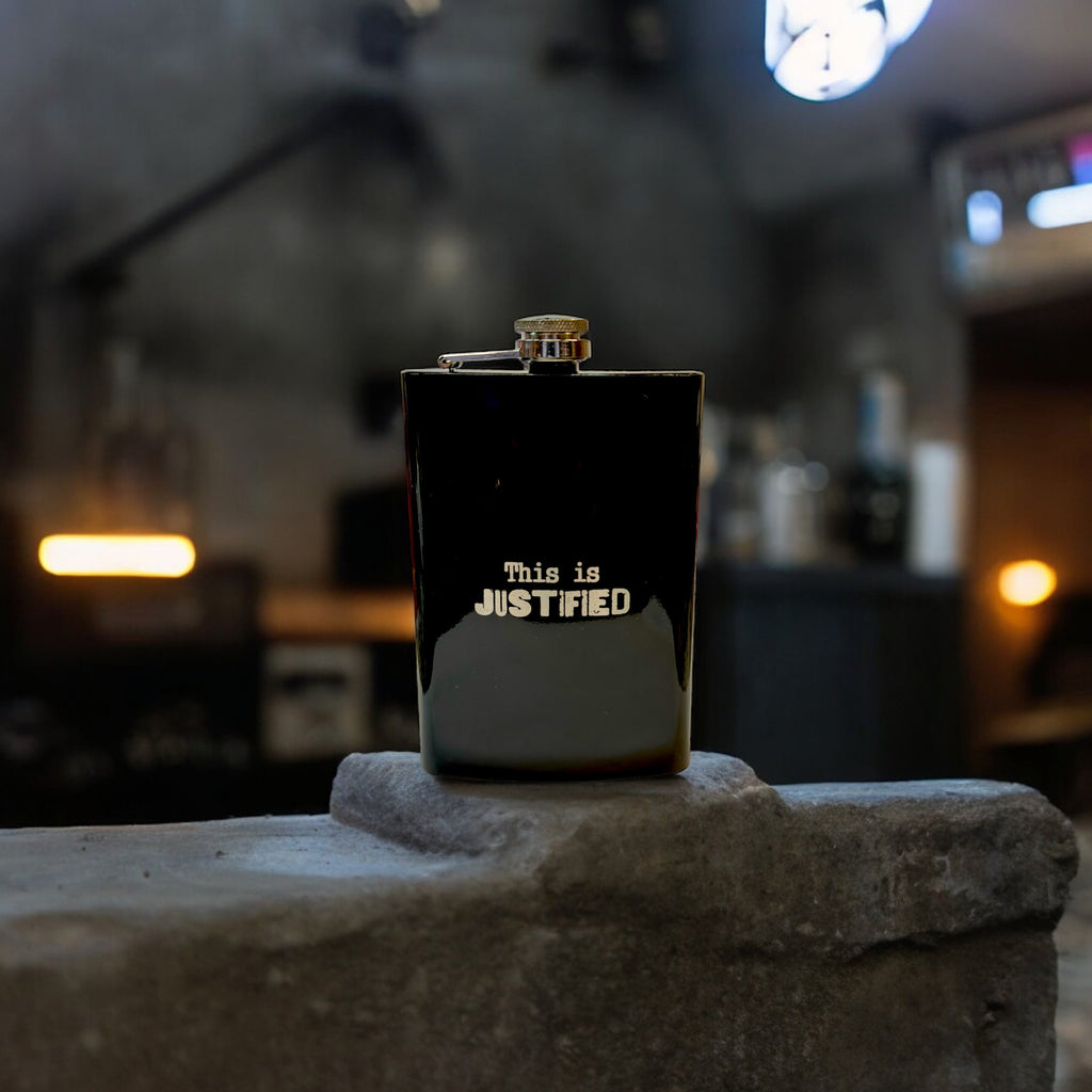 8oz BLACK This is Justified Flask
