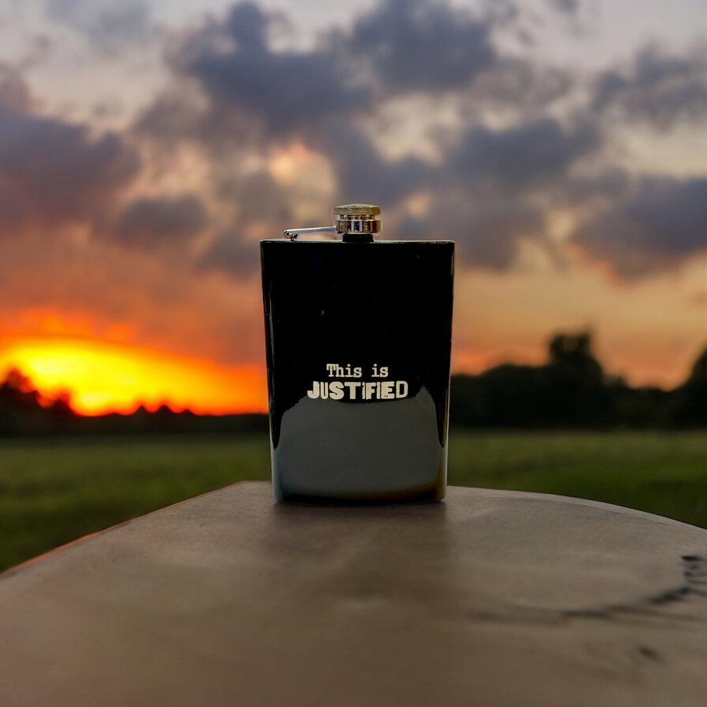 8oz BLACK This is Justified Flask