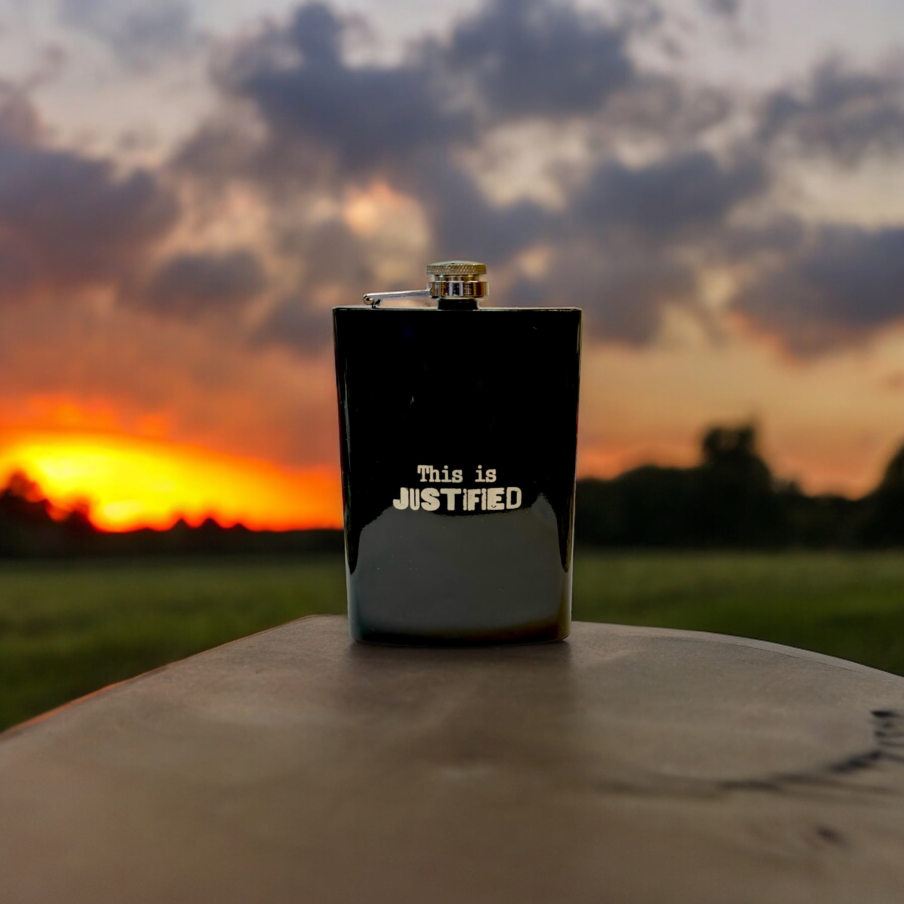 8oz BLACK This is Justified Flask