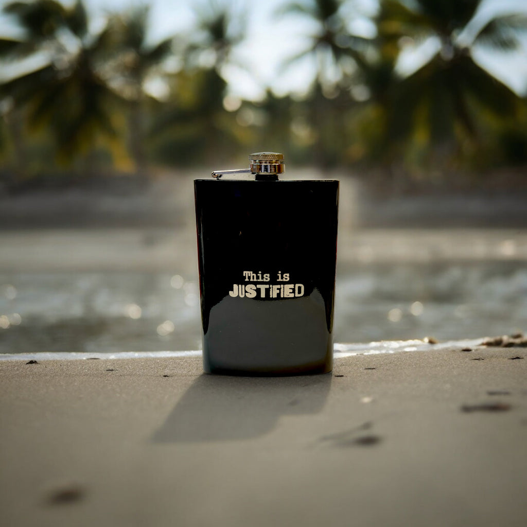 8oz BLACK This is Justified Flask