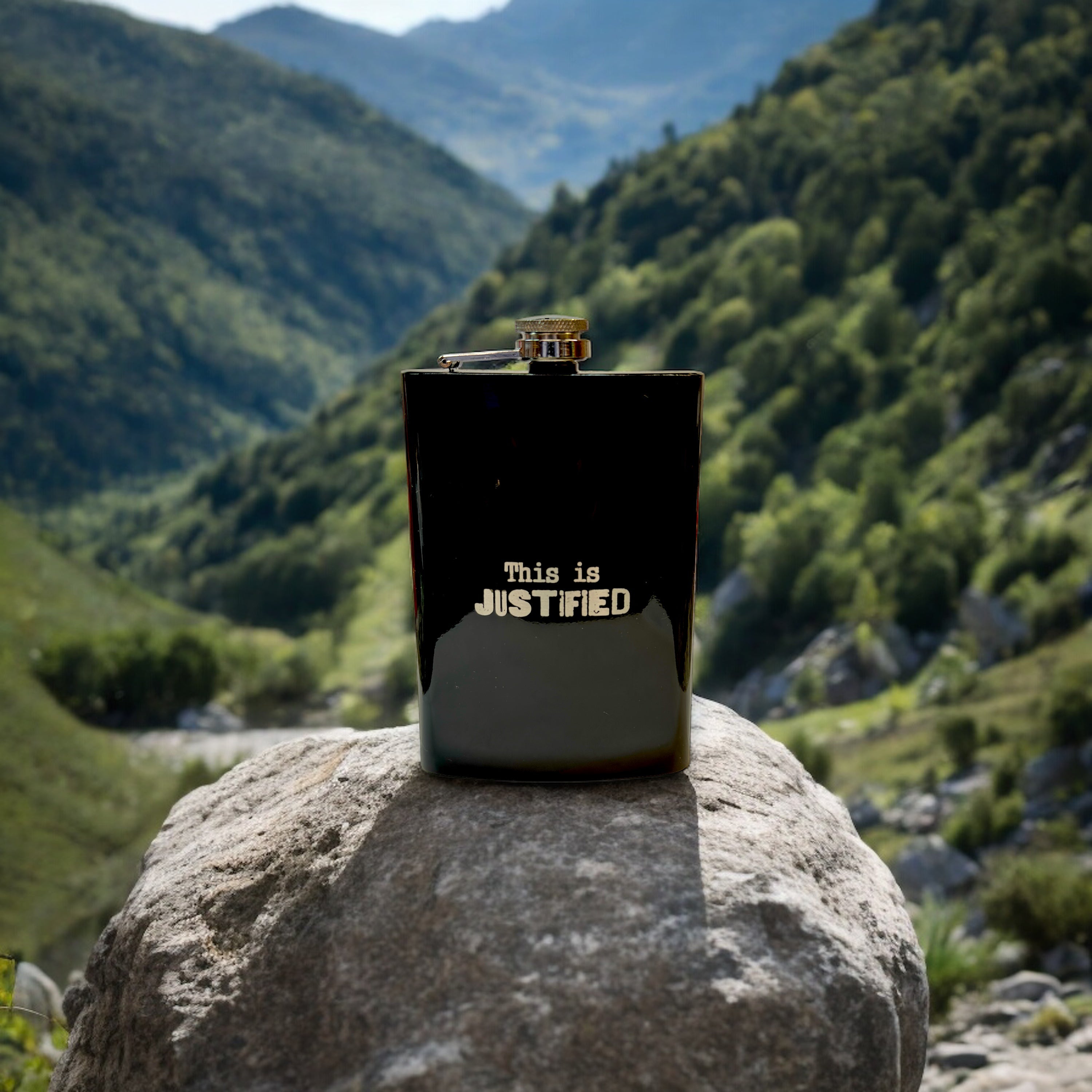 8oz BLACK This is Justified Flask