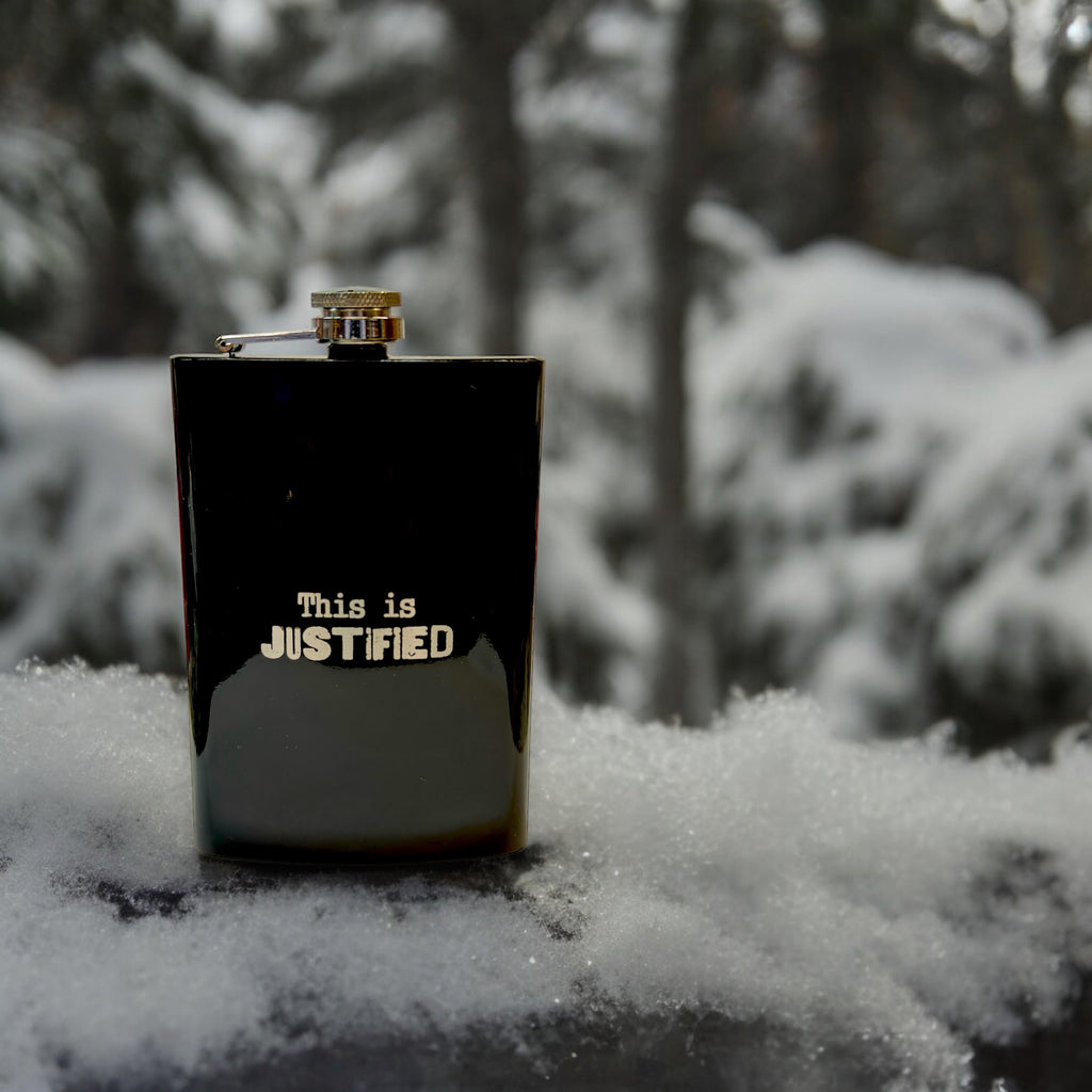 8oz BLACK This is Justified Flask