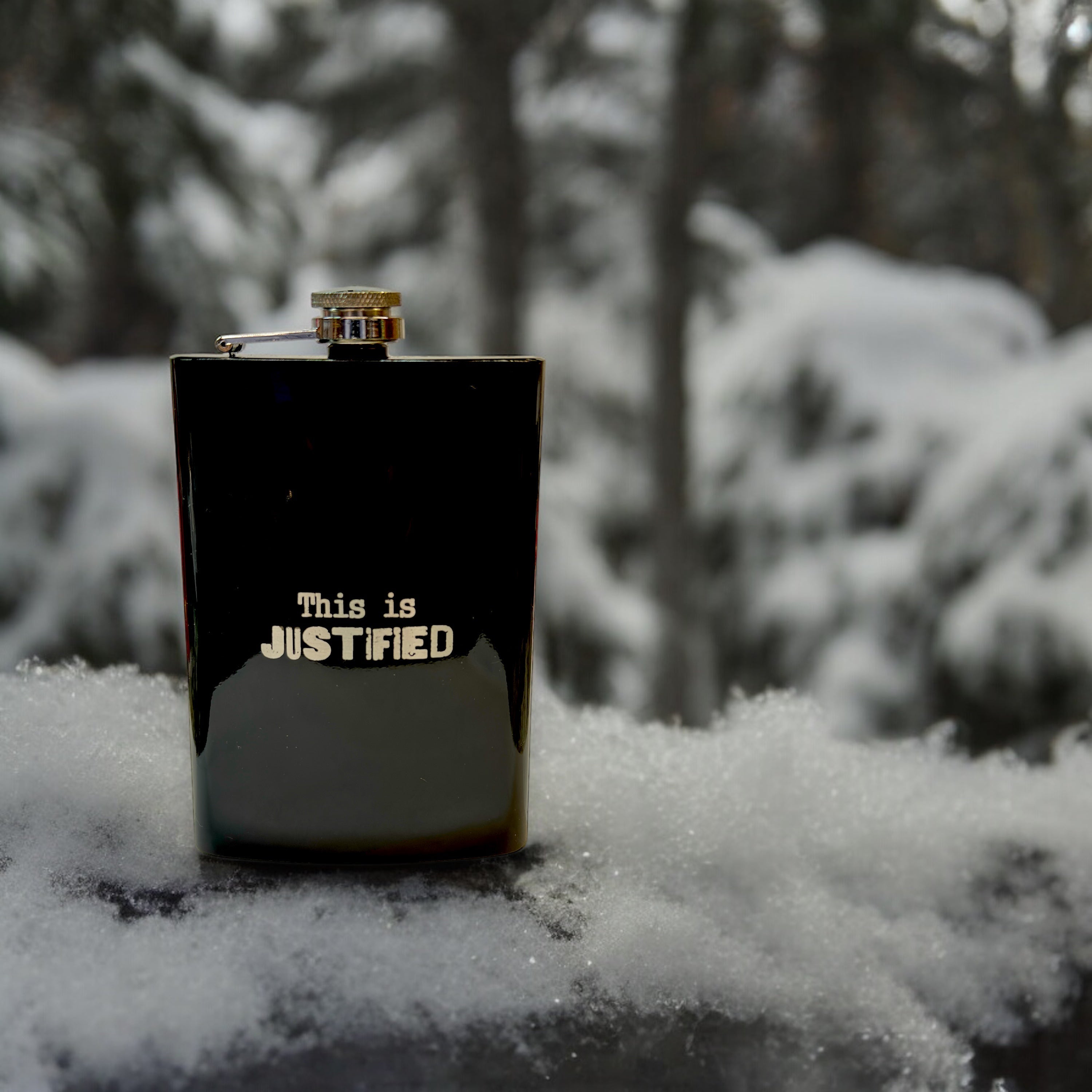 8oz BLACK This is Justified Flask