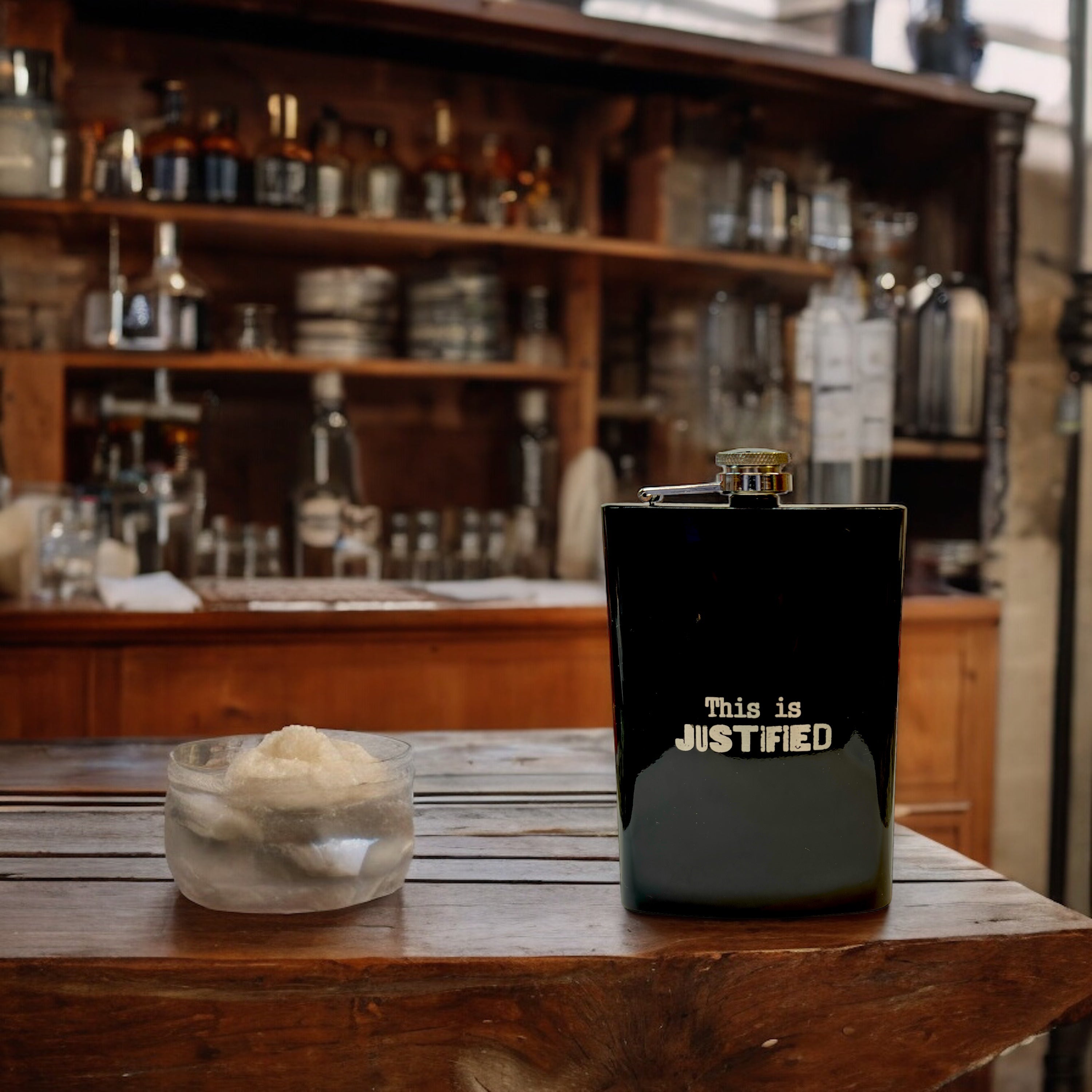 8oz BLACK This is Justified Flask