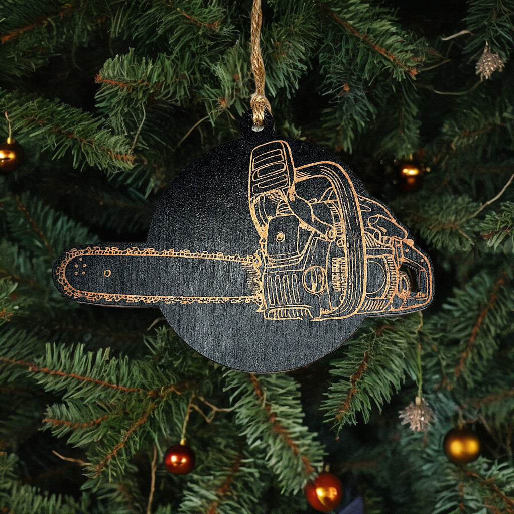 Ornament - Black - Chainsaw Logger Ornament