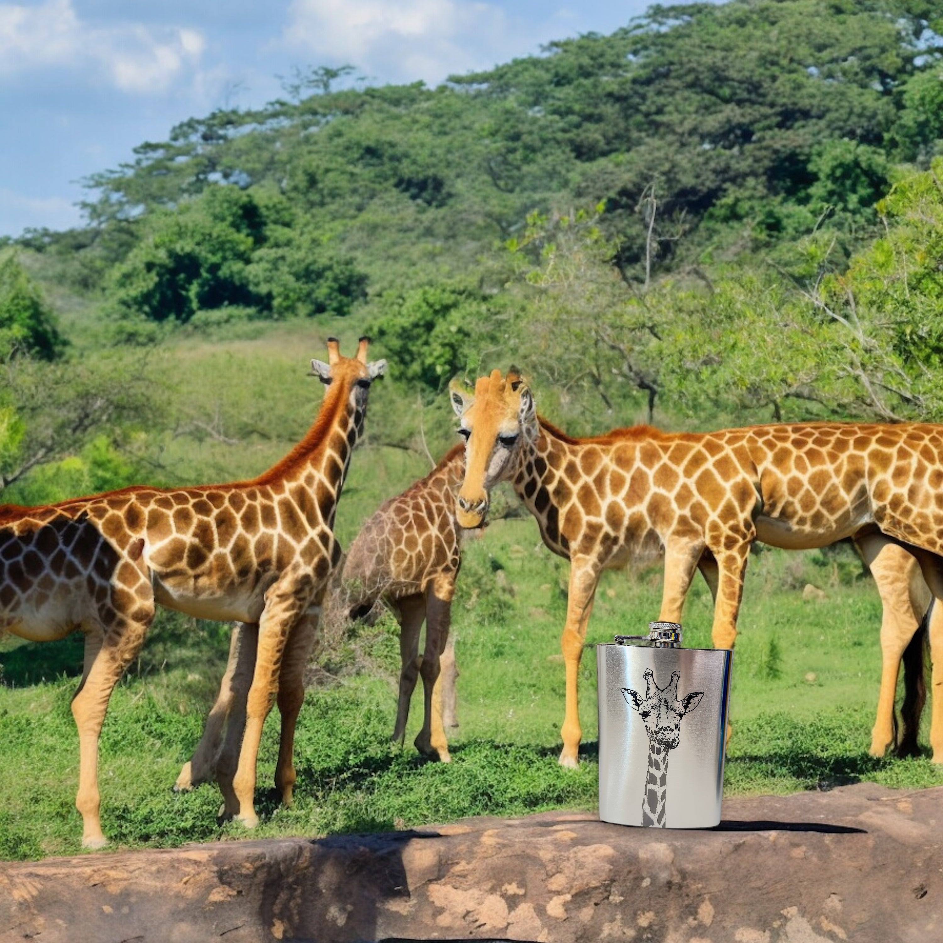 8oz Giraffe Stainless Steel Flask