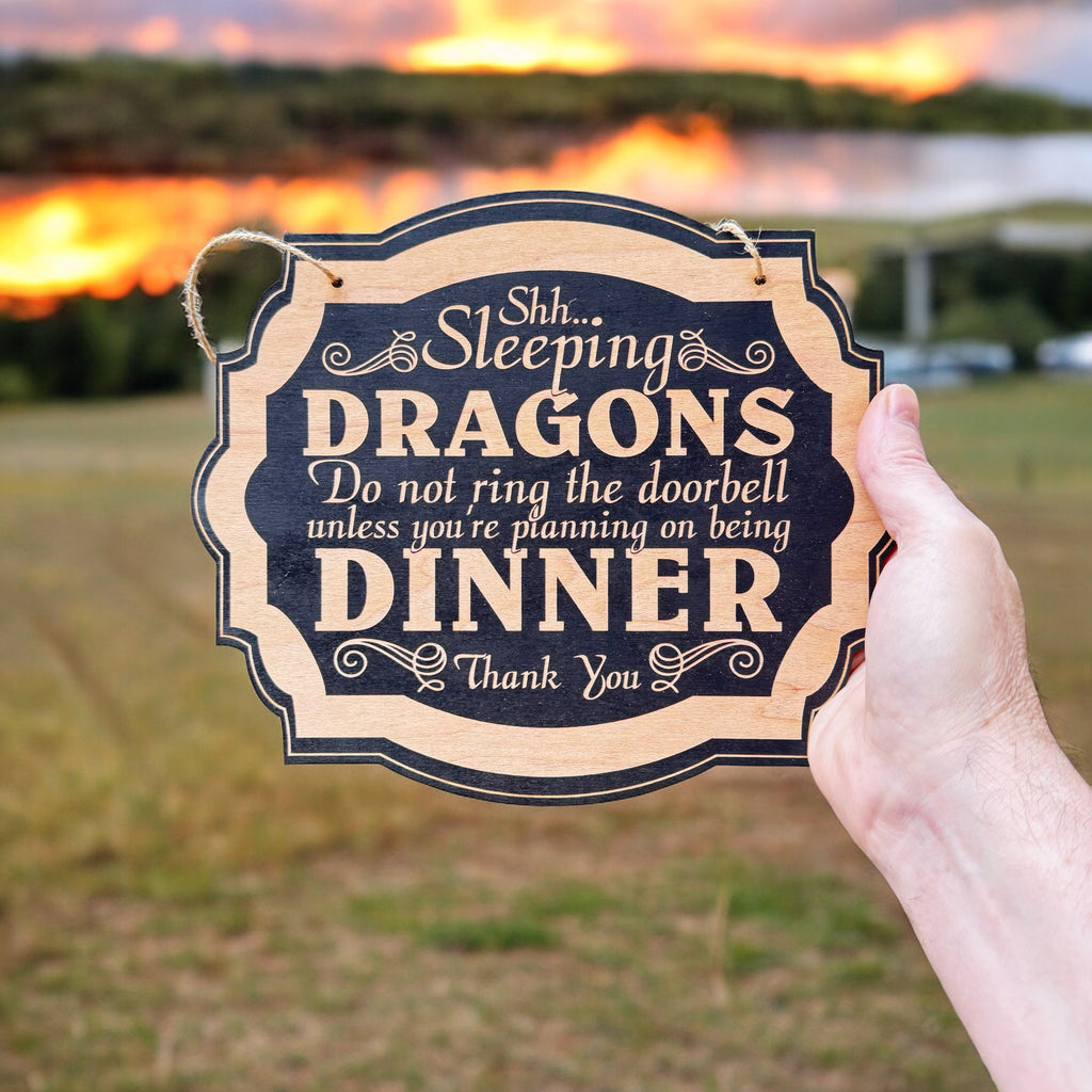Shhh Sleeping Dragons - Black Door Sign