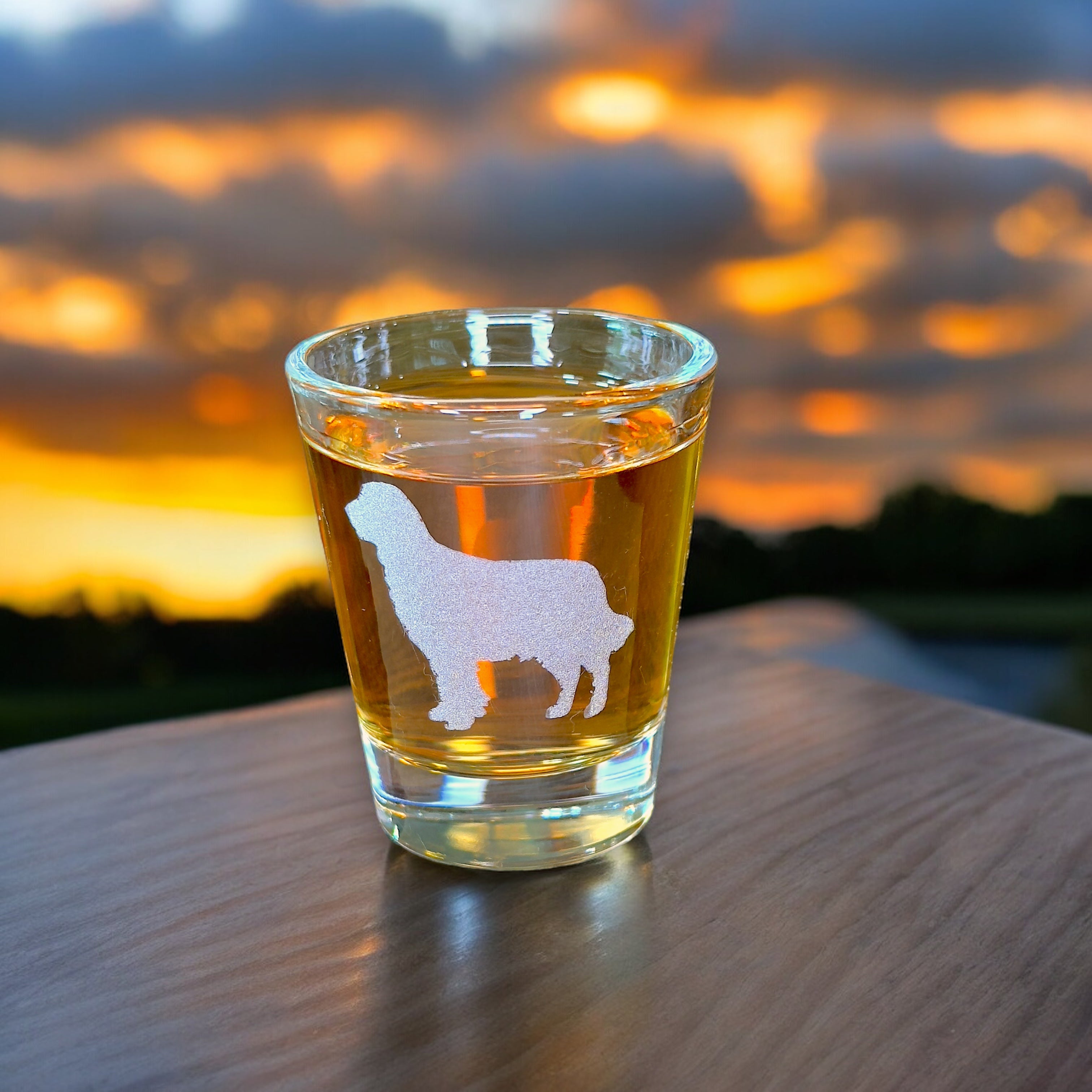 2oz Golden Retriever dog puppy Shot Glass