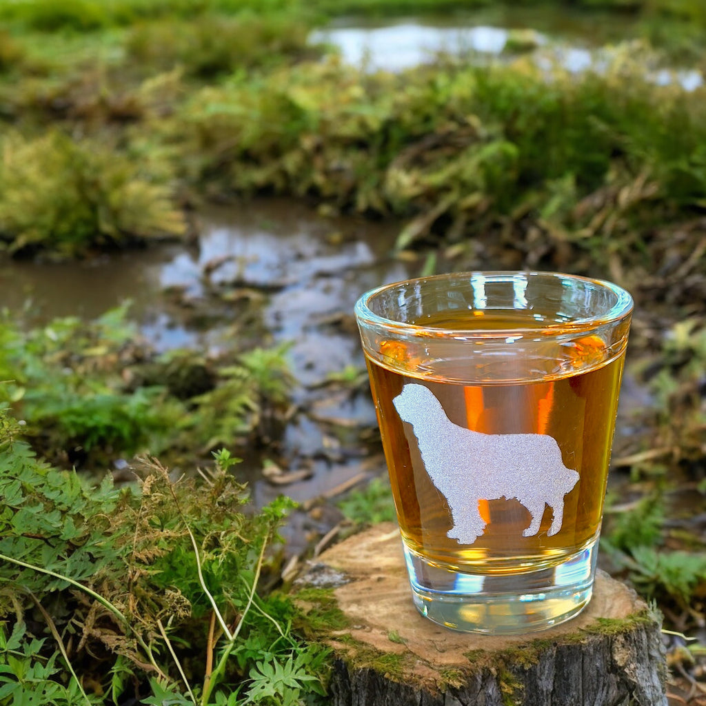 2oz Golden Retriever dog puppy Shot Glass