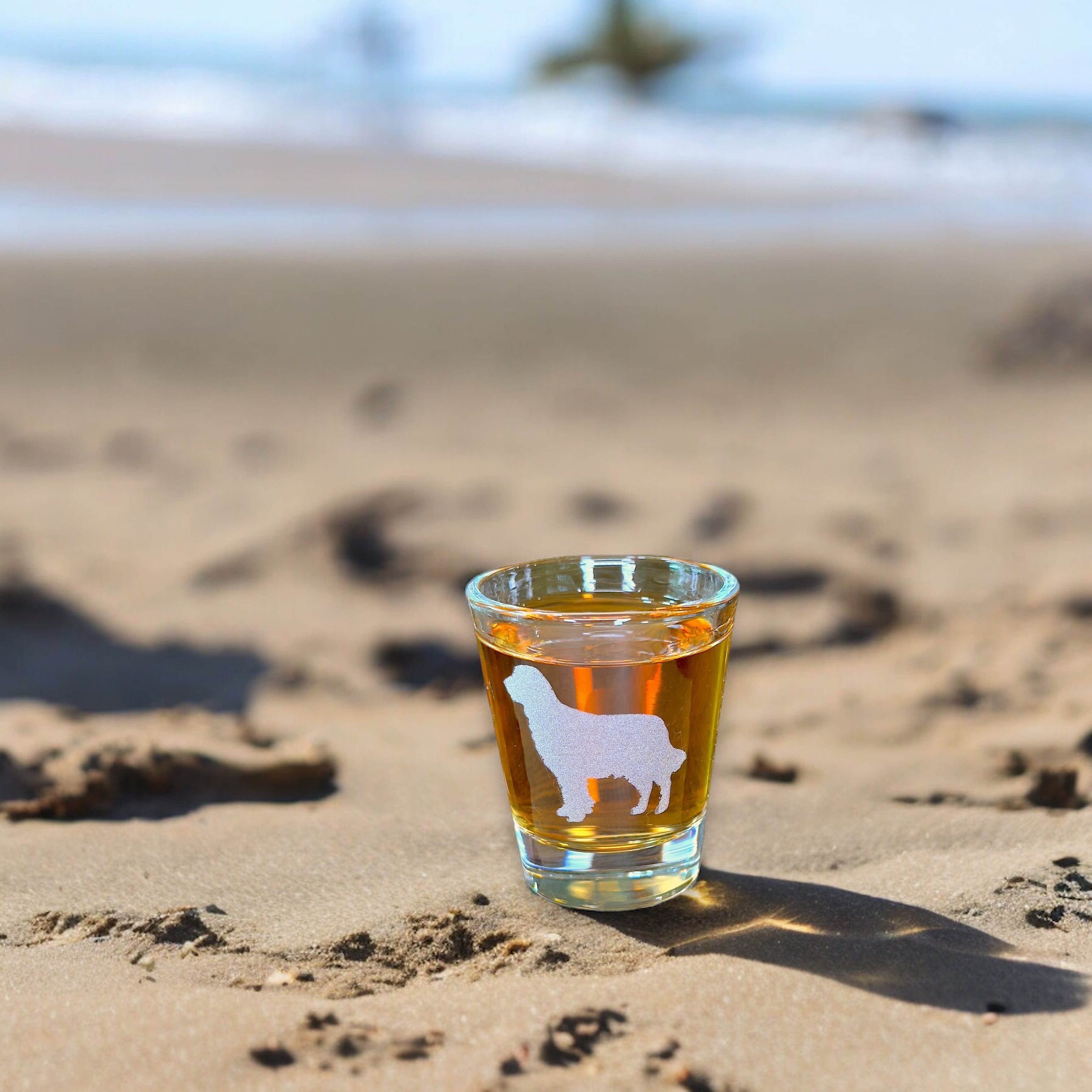 2oz Golden Retriever dog puppy Shot Glass