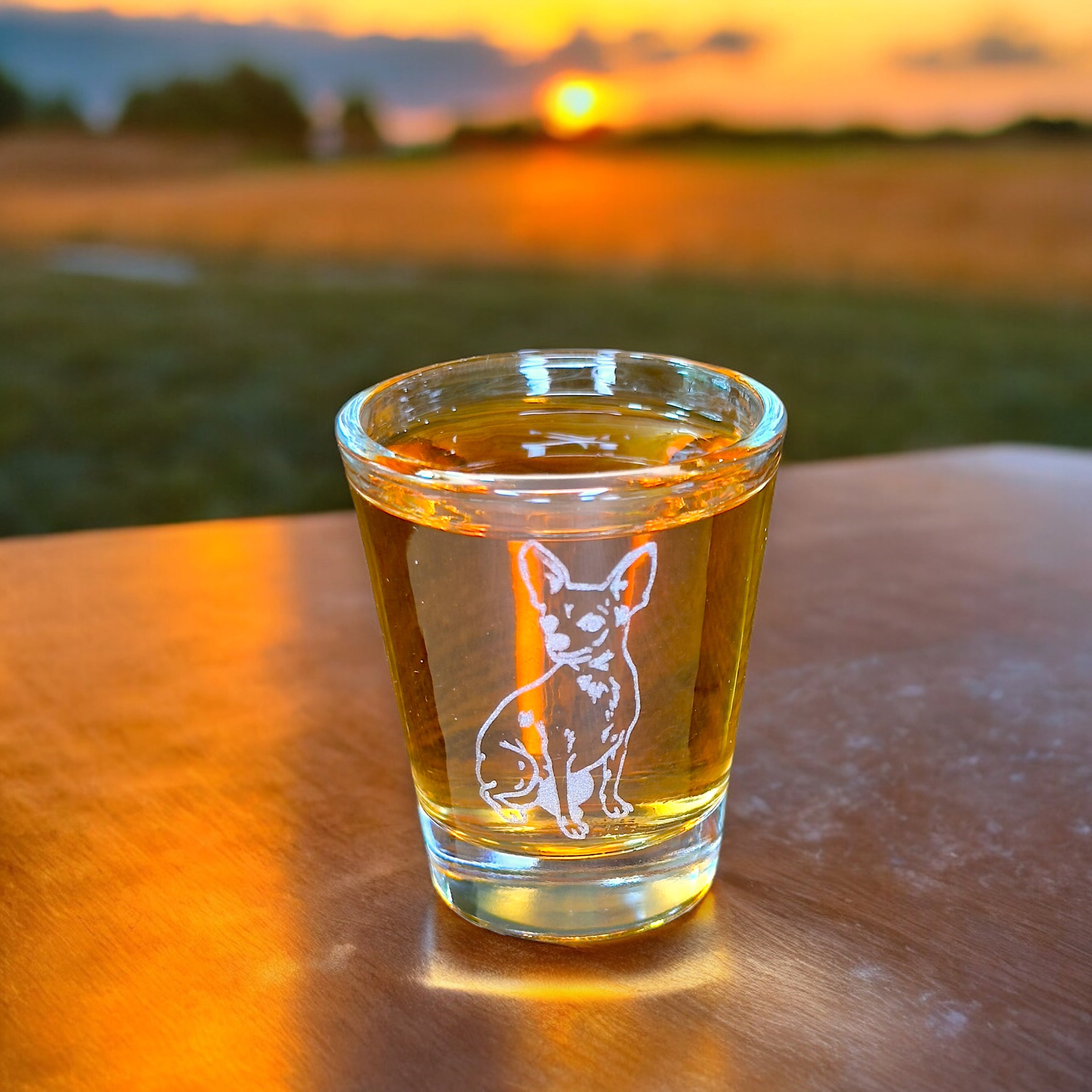2oz Chihuahua 2 dog puppy Shot Glass