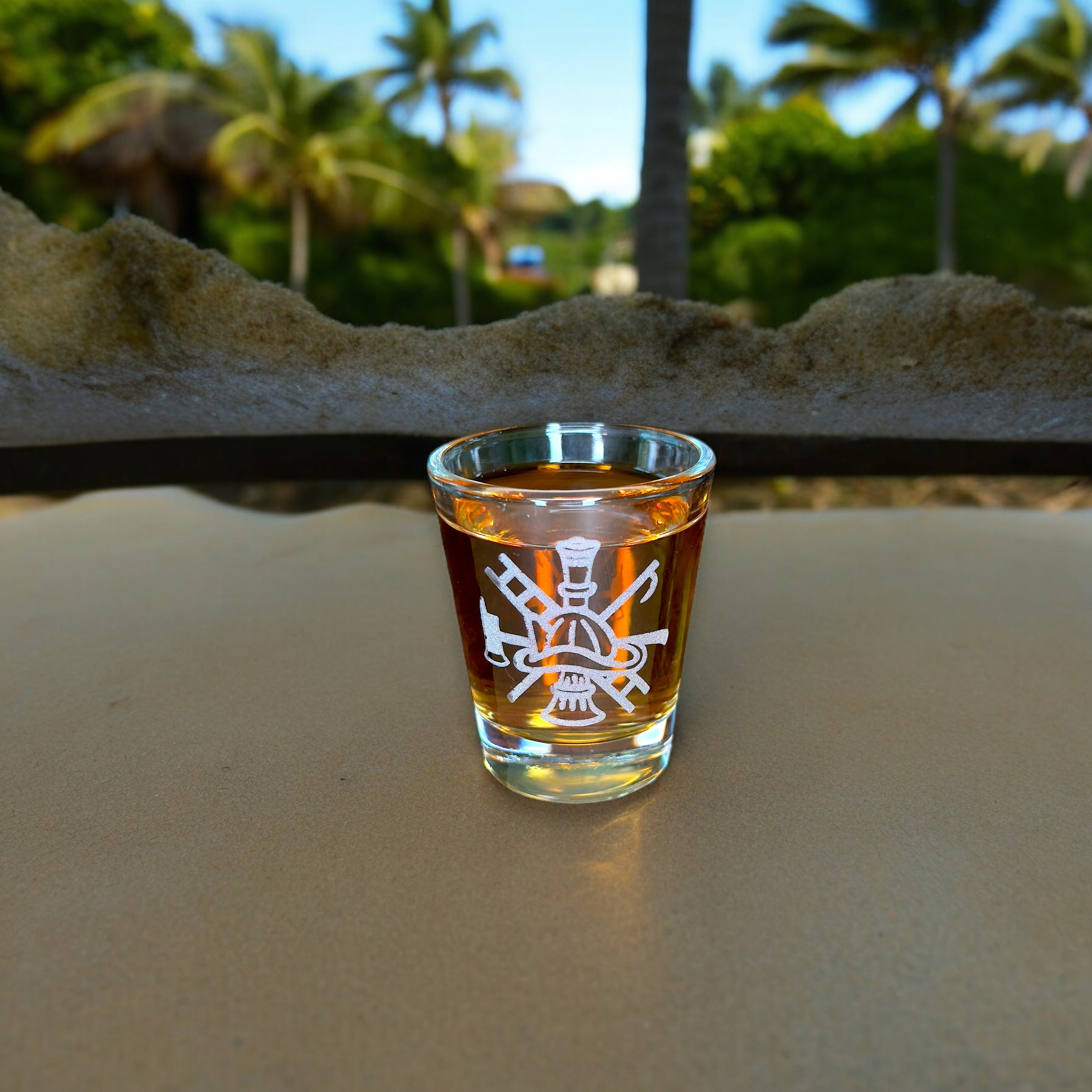 2oz Firefighter Emblem Shot glass