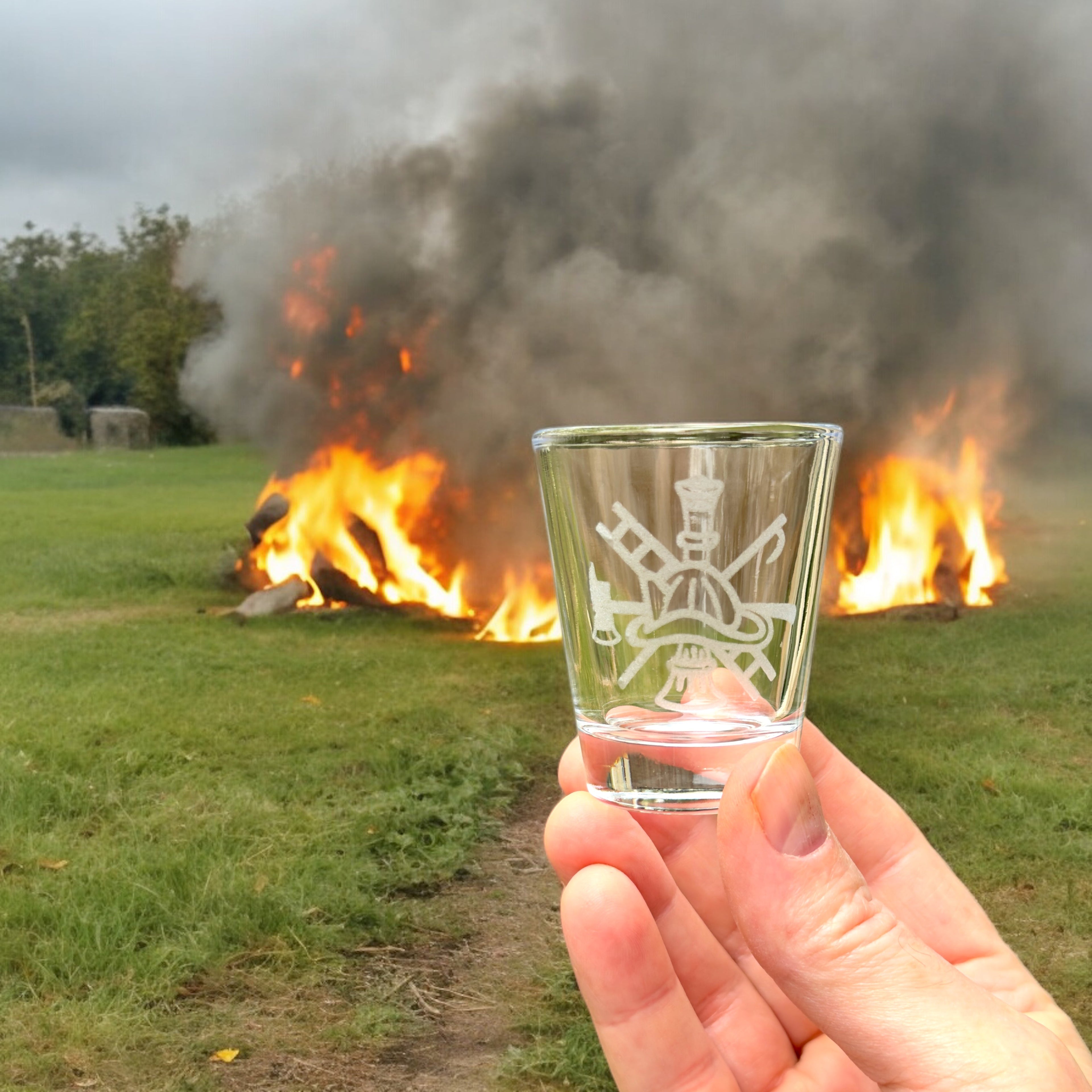 2oz Firefighter Emblem Shot glass