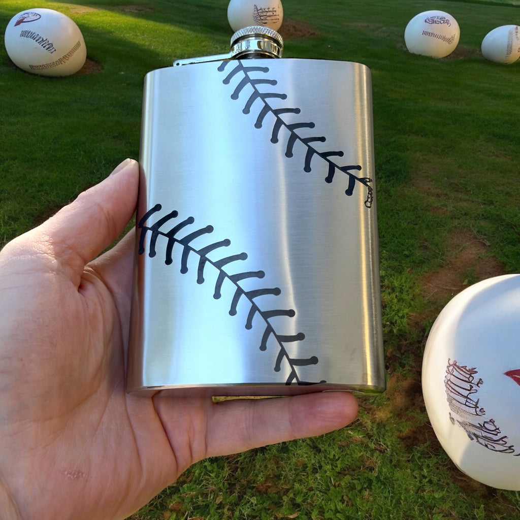 8oz Baseball Stainless Steel Flask
