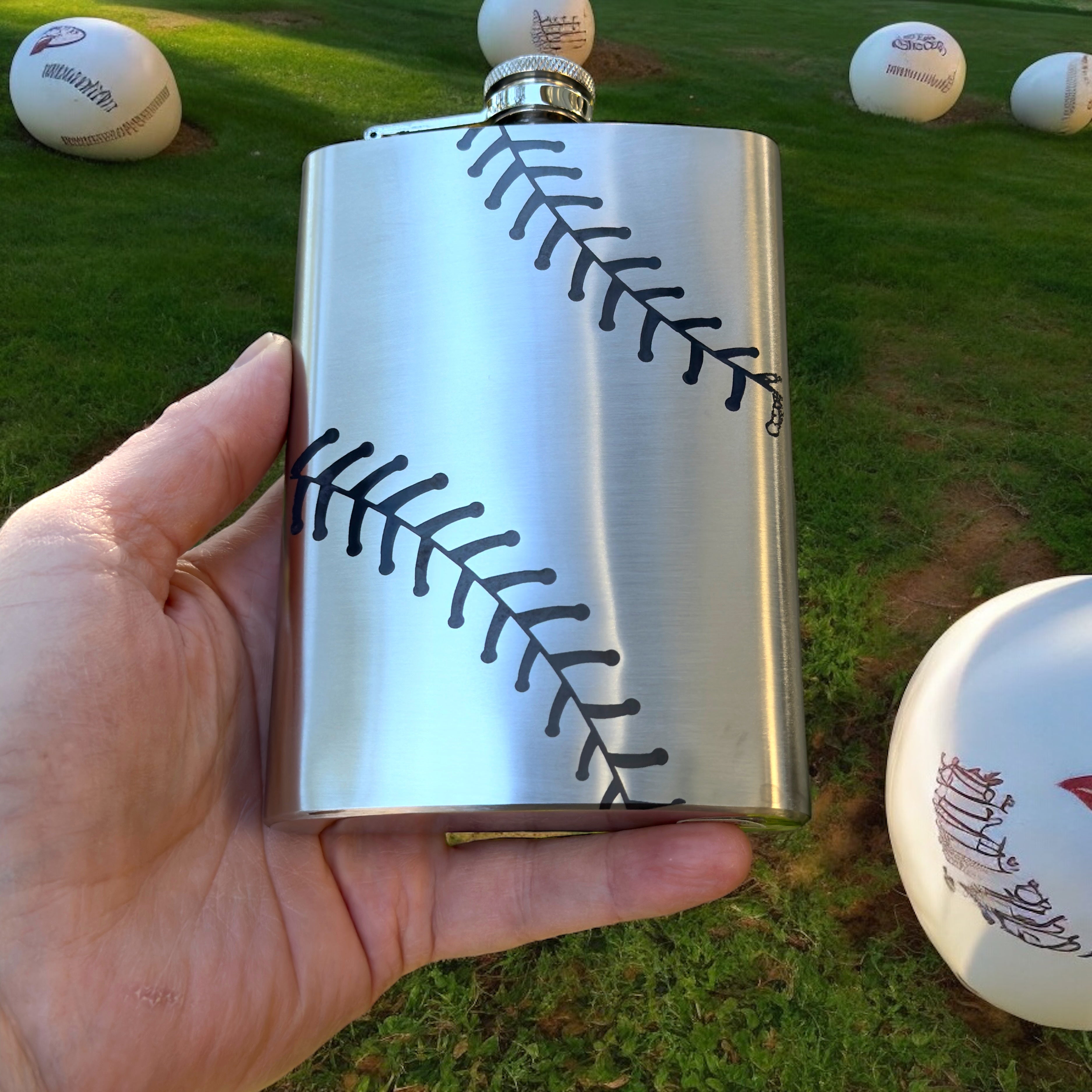 8oz Baseball Stainless Steel Flask