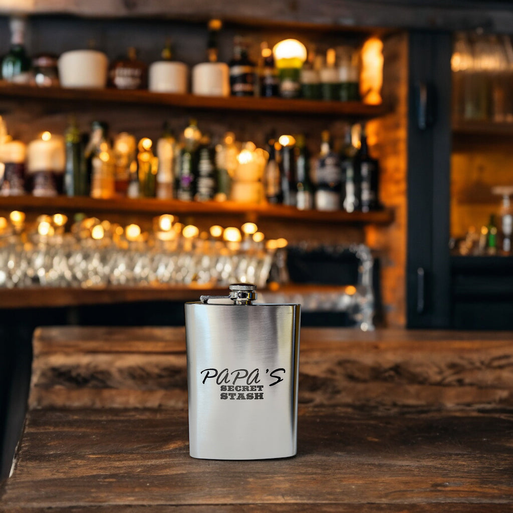 8oz Papa's Secret Stash Stainless Steel Flask