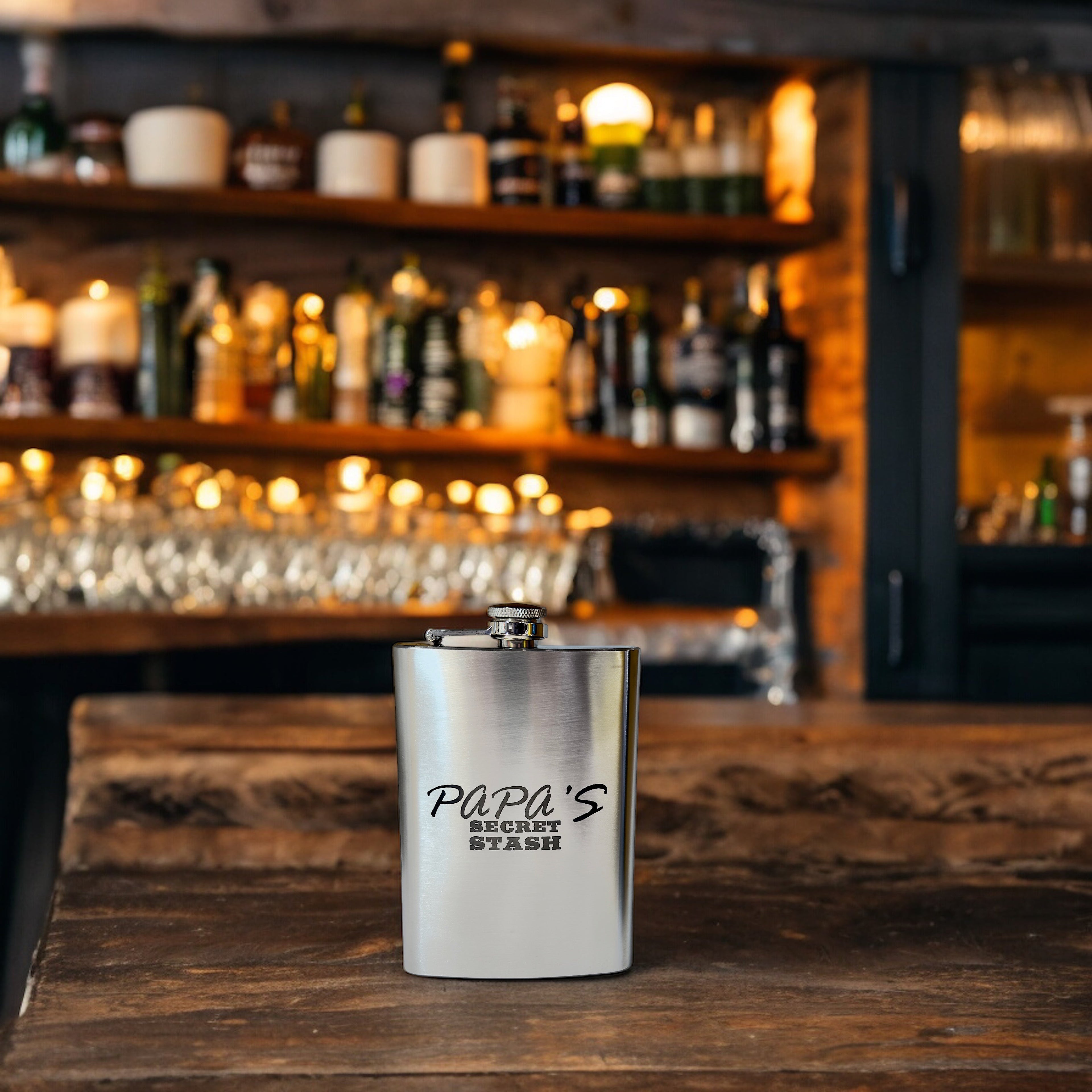 8oz Papa's Secret Stash Stainless Steel Flask
