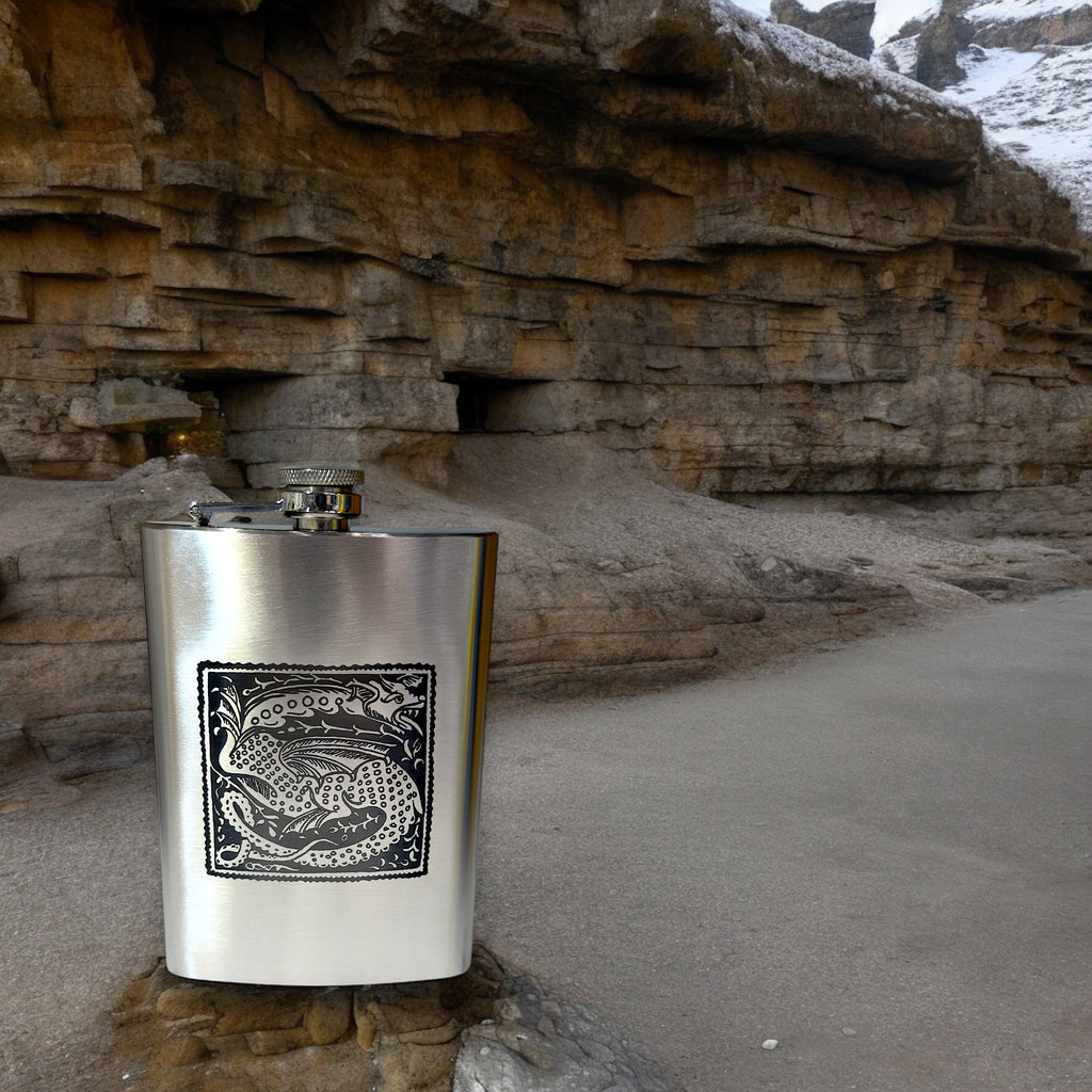 8oz Vintage Dragon Stainless Steel Flask