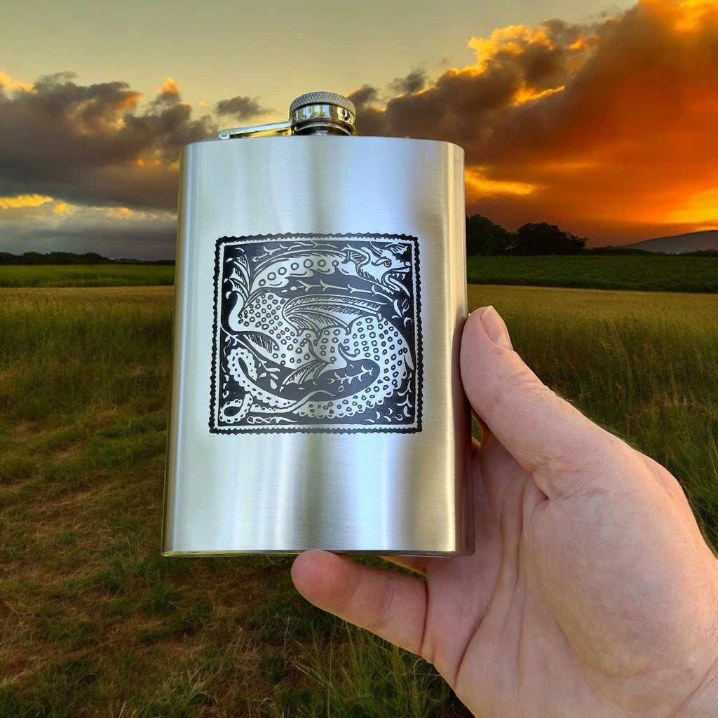 8oz Vintage Dragon Stainless Steel Flask