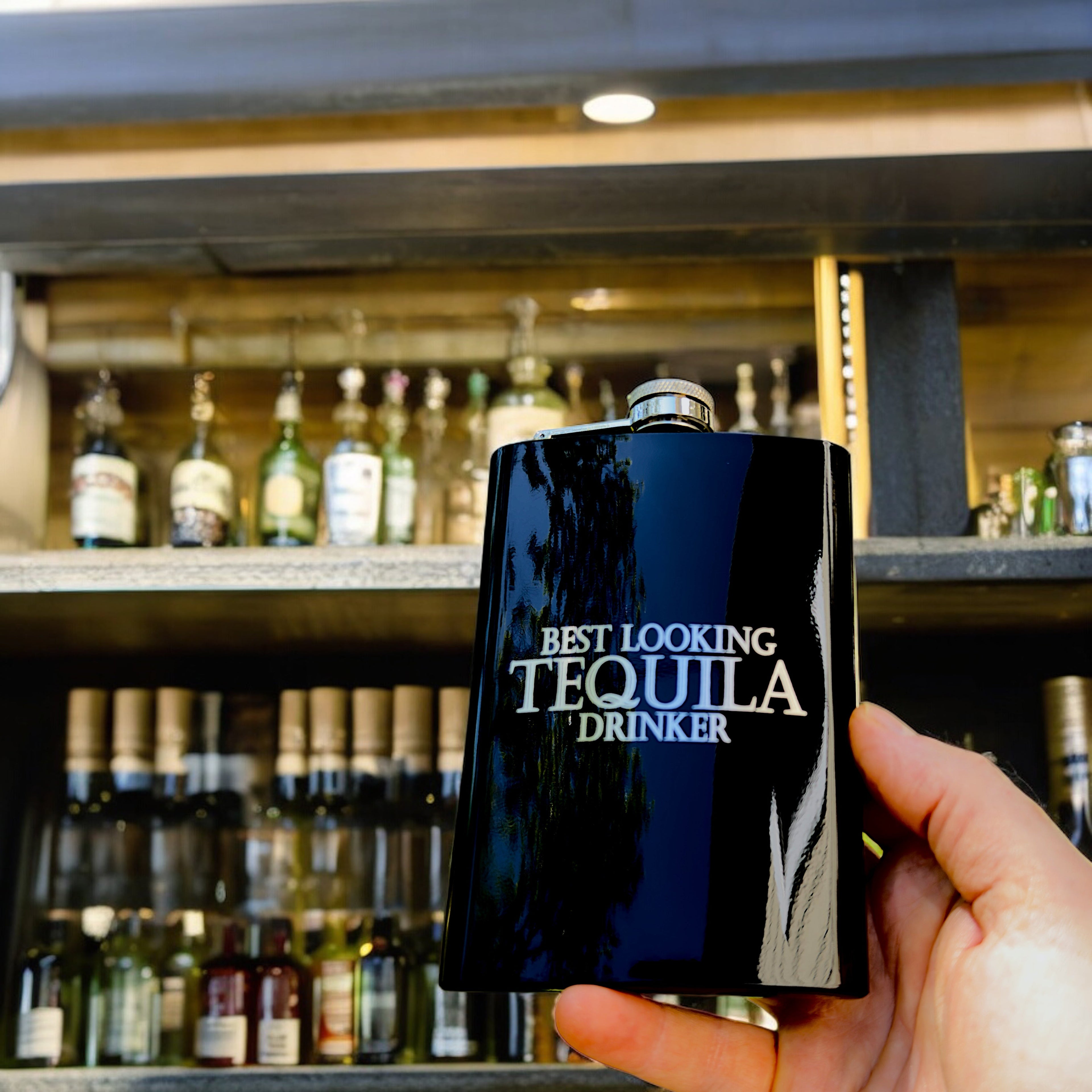 8oz BLACK Best Looking Tequila Drinker Flask