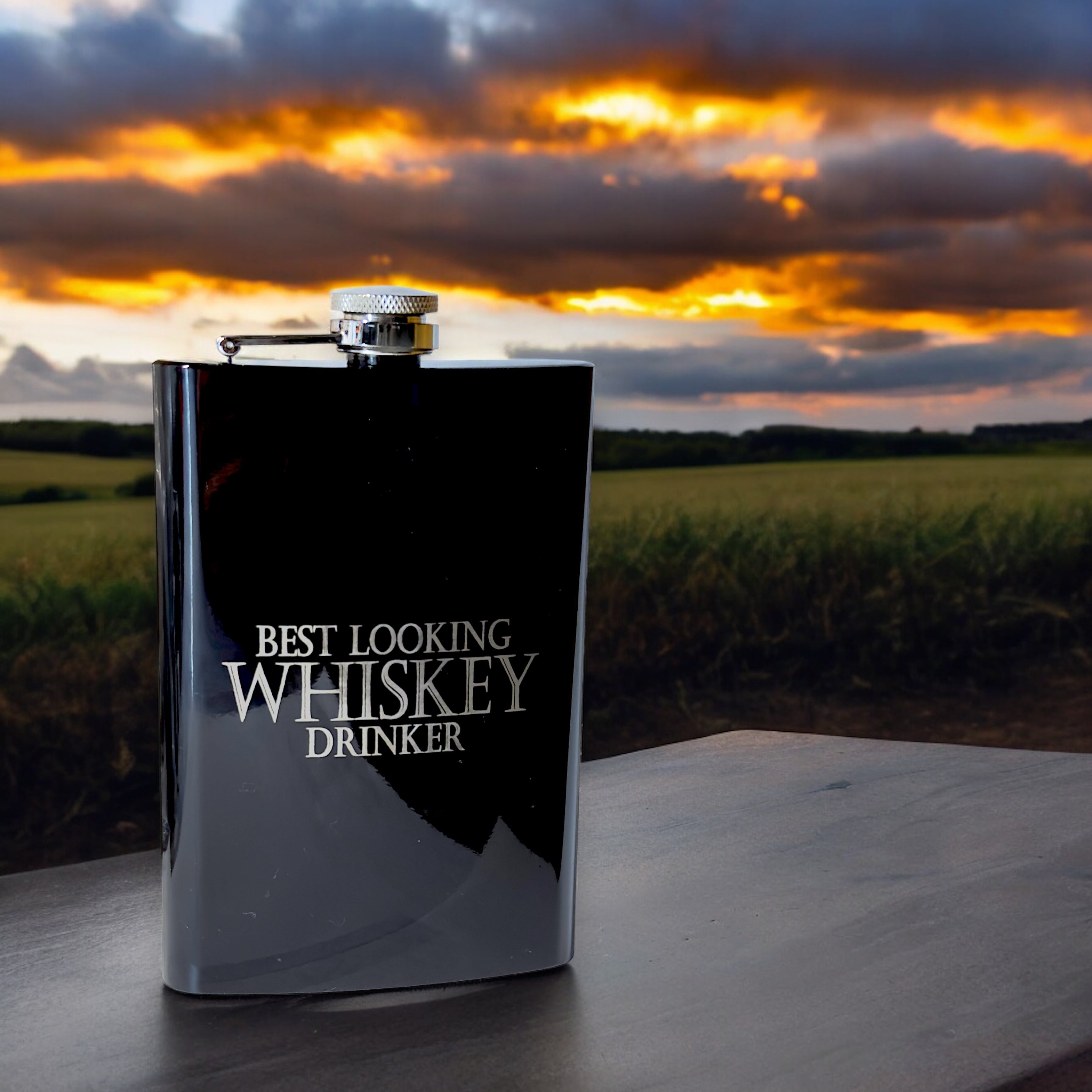 8oz BLACK Best Looking Whiskey Drinker Flask