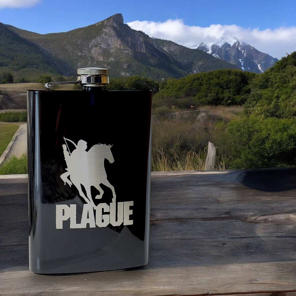 8oz BLACK Plague Four Horsemen of the Apocalypse Flask