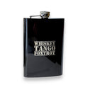 8oz BLACK Whiskey Tango Foxtrot Flask