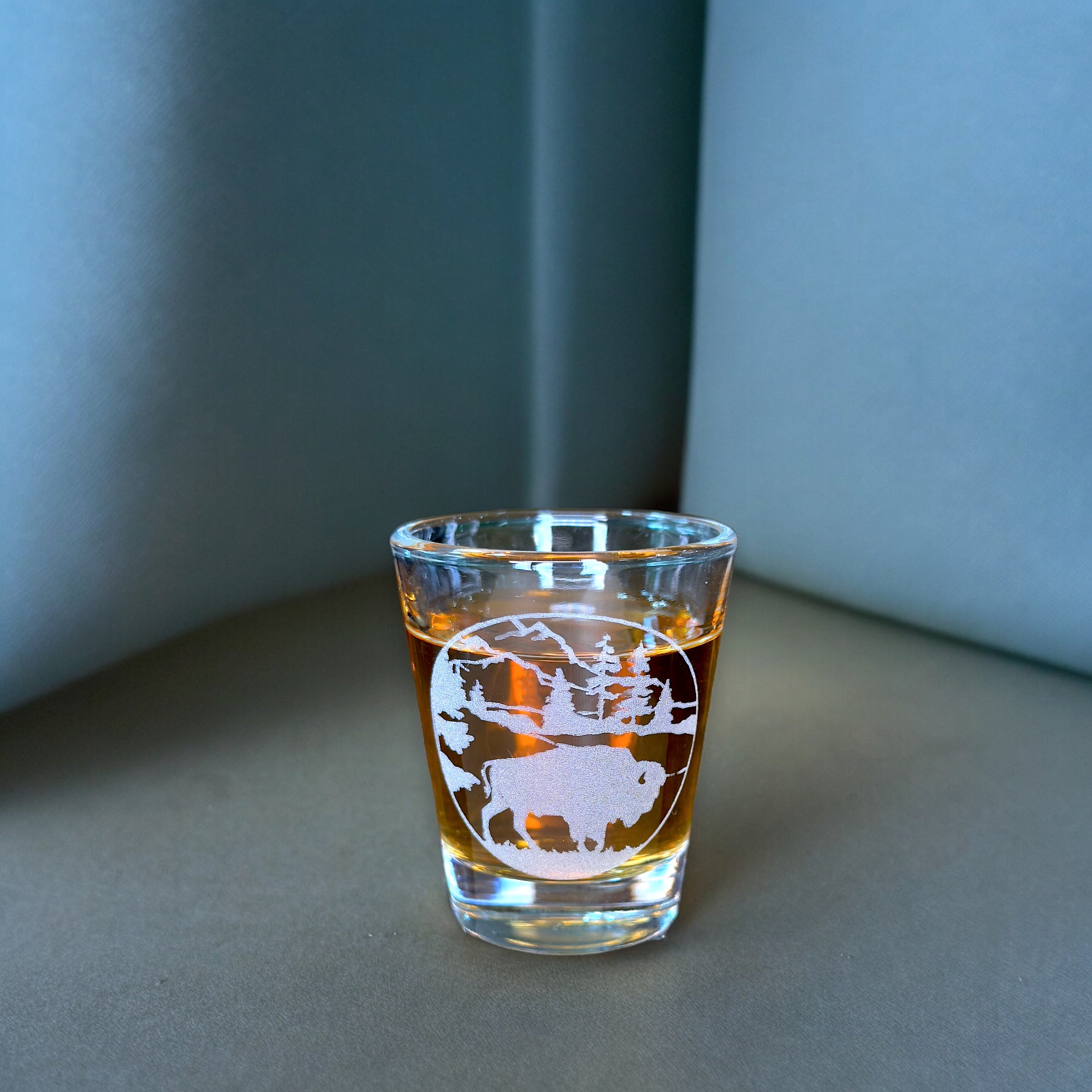 2oz Free Range American Bison Shotglass LASER