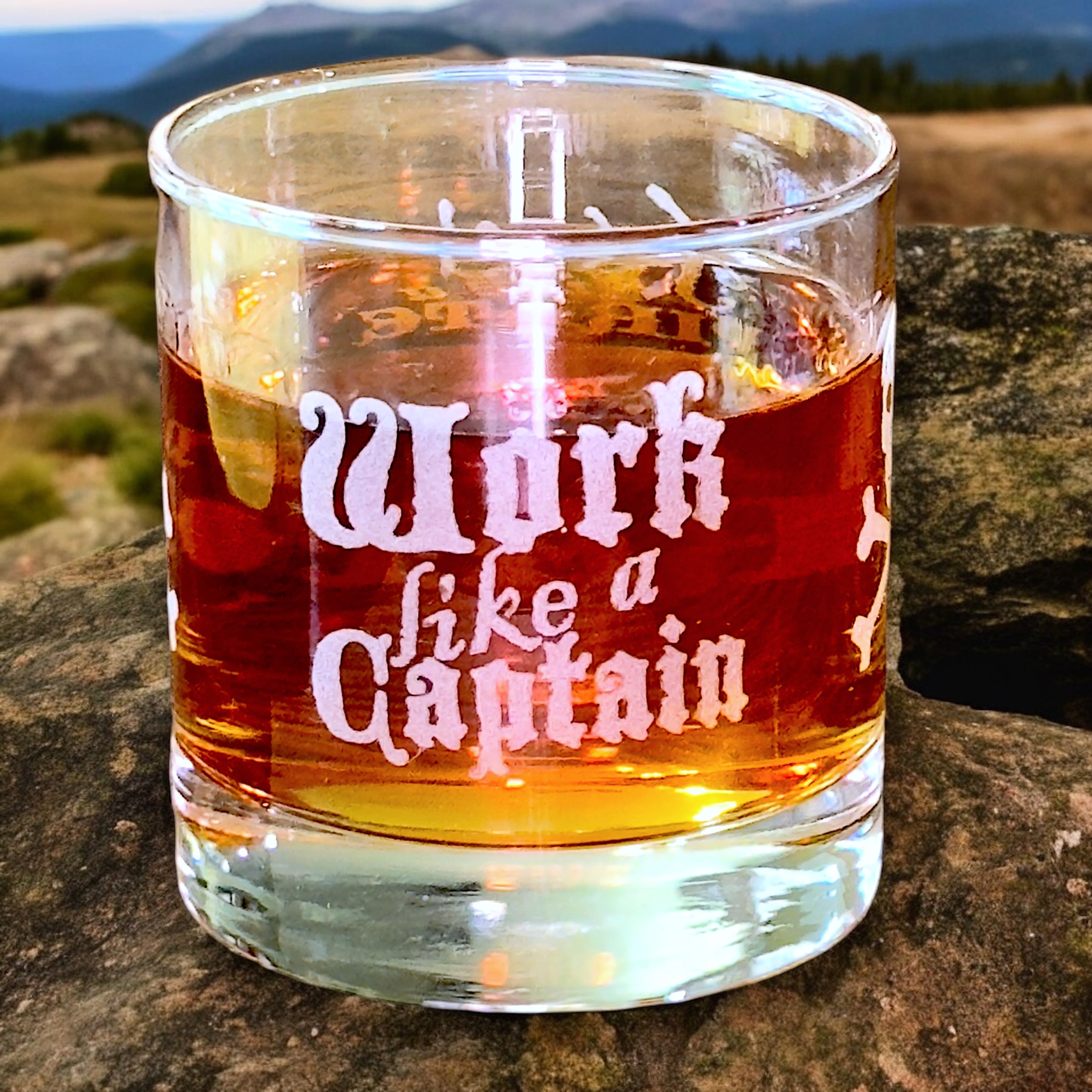 Rocks Glass - Work like a captain Play like a pirate - Double Old Fashioned
