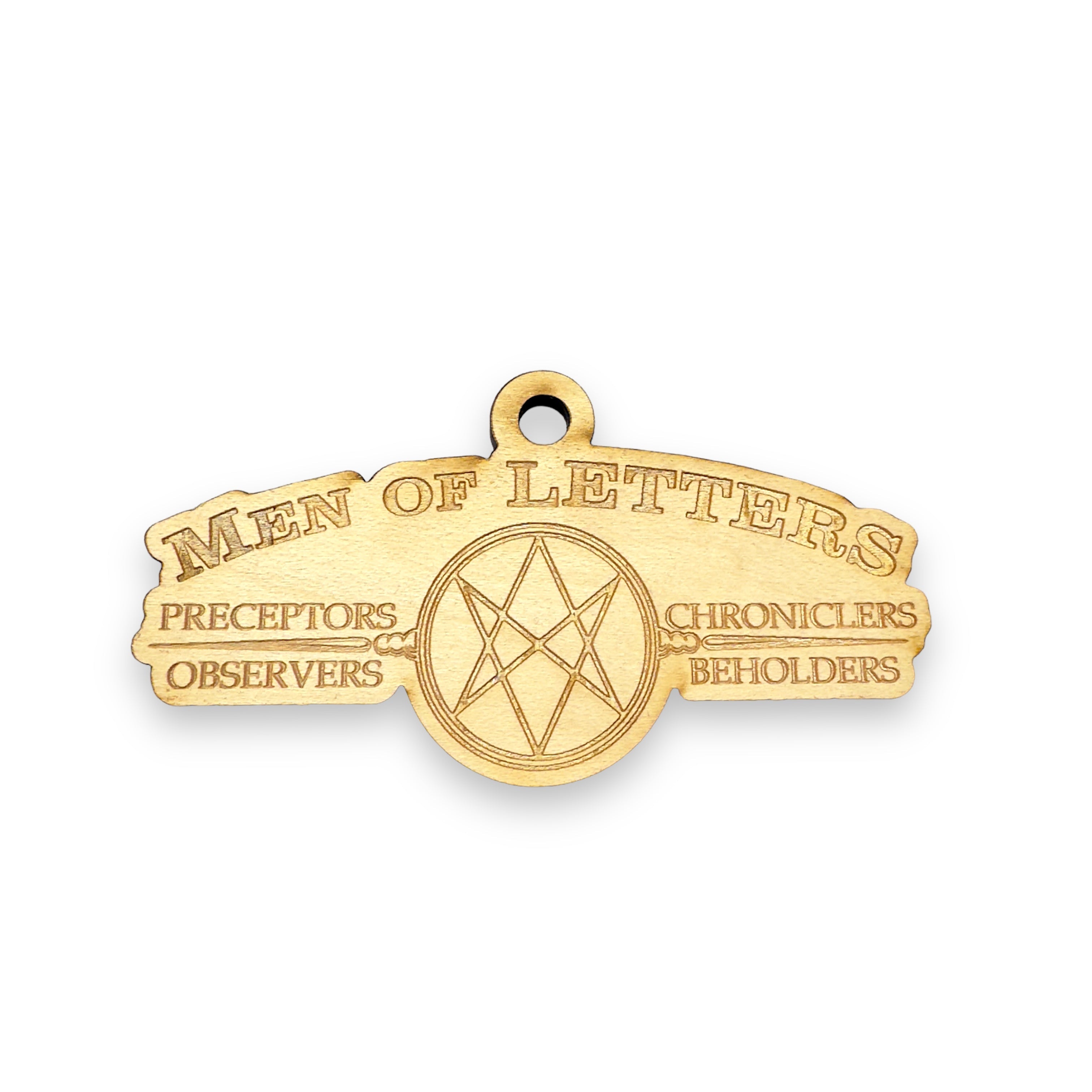 Ornament - Men of Letters - Raw Wood 4x2in