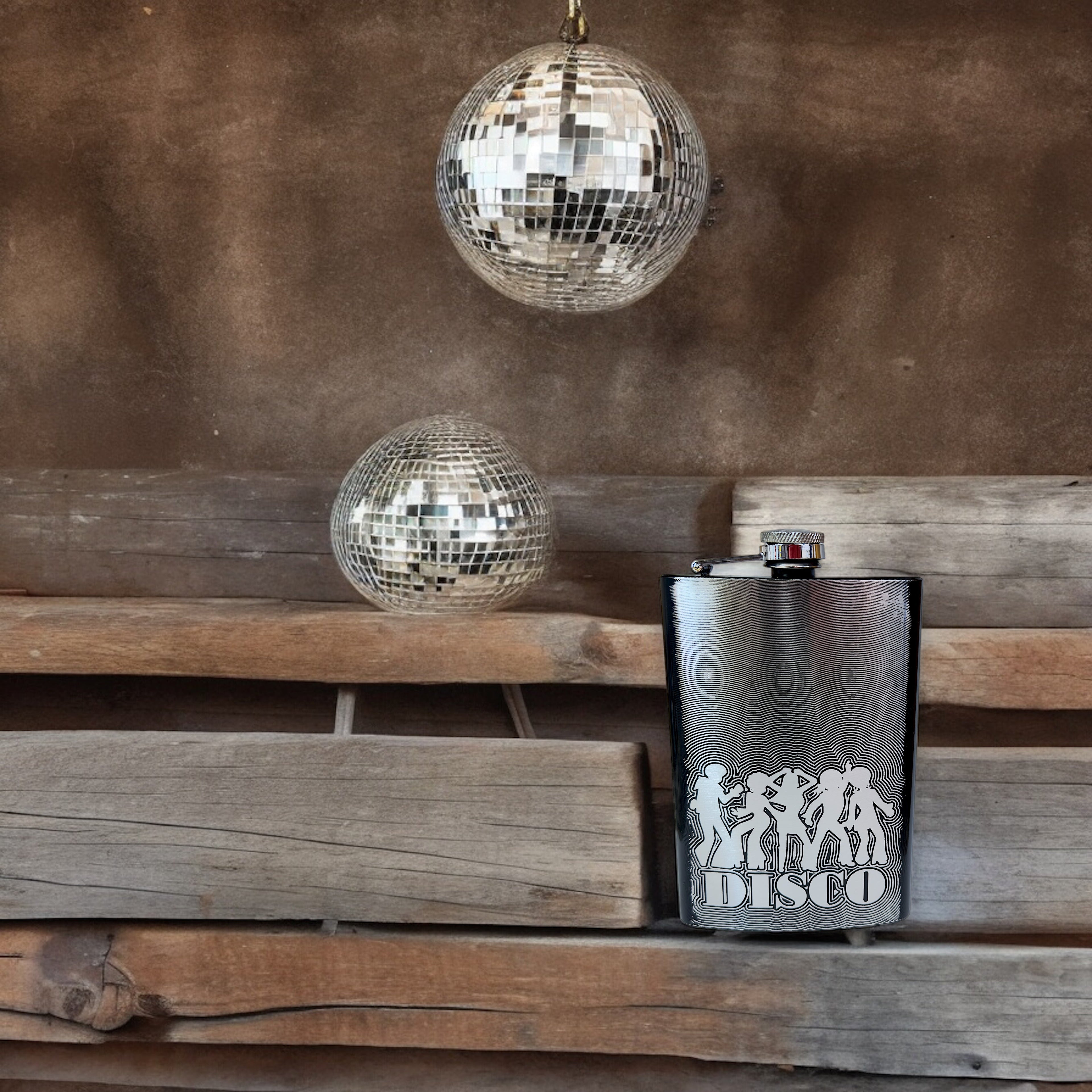 8oz BLACK Disco Flask