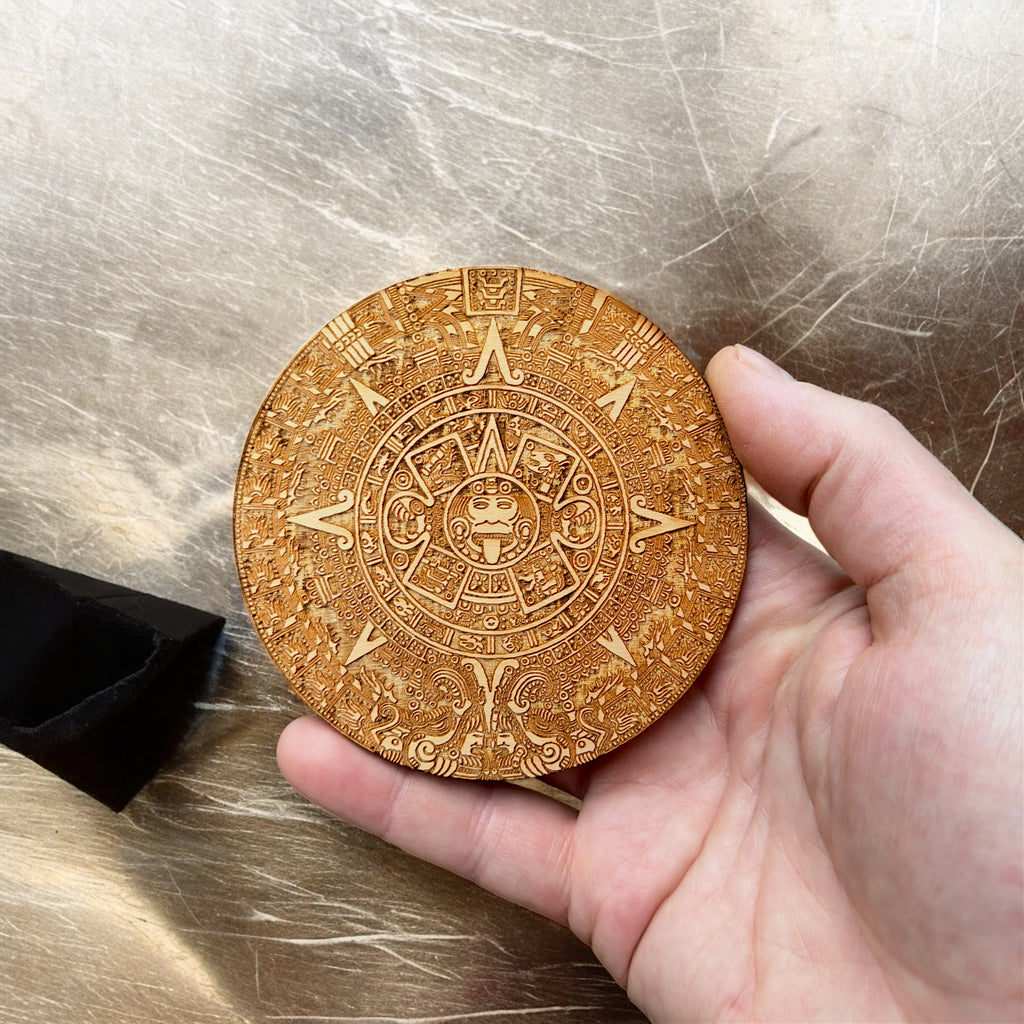 Aztec Mayan Calendar Wood Coaster/Disc qty 1