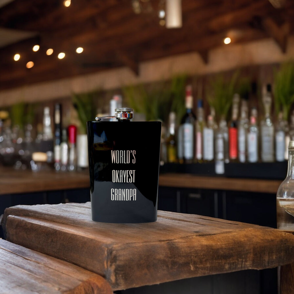 8oz BLACK World's Okayest Grandpa Flask