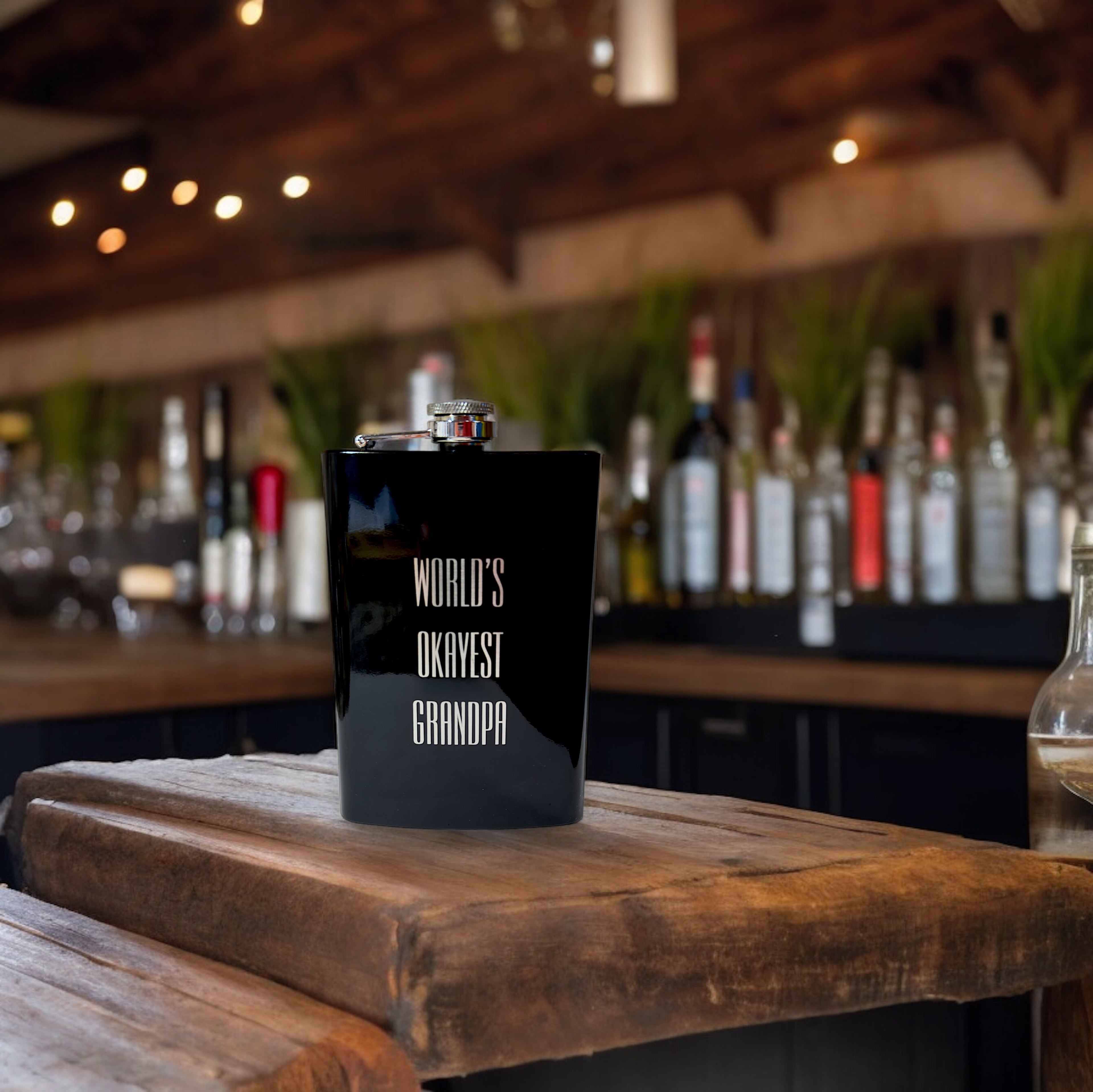 8oz BLACK World's Okayest Grandpa Flask